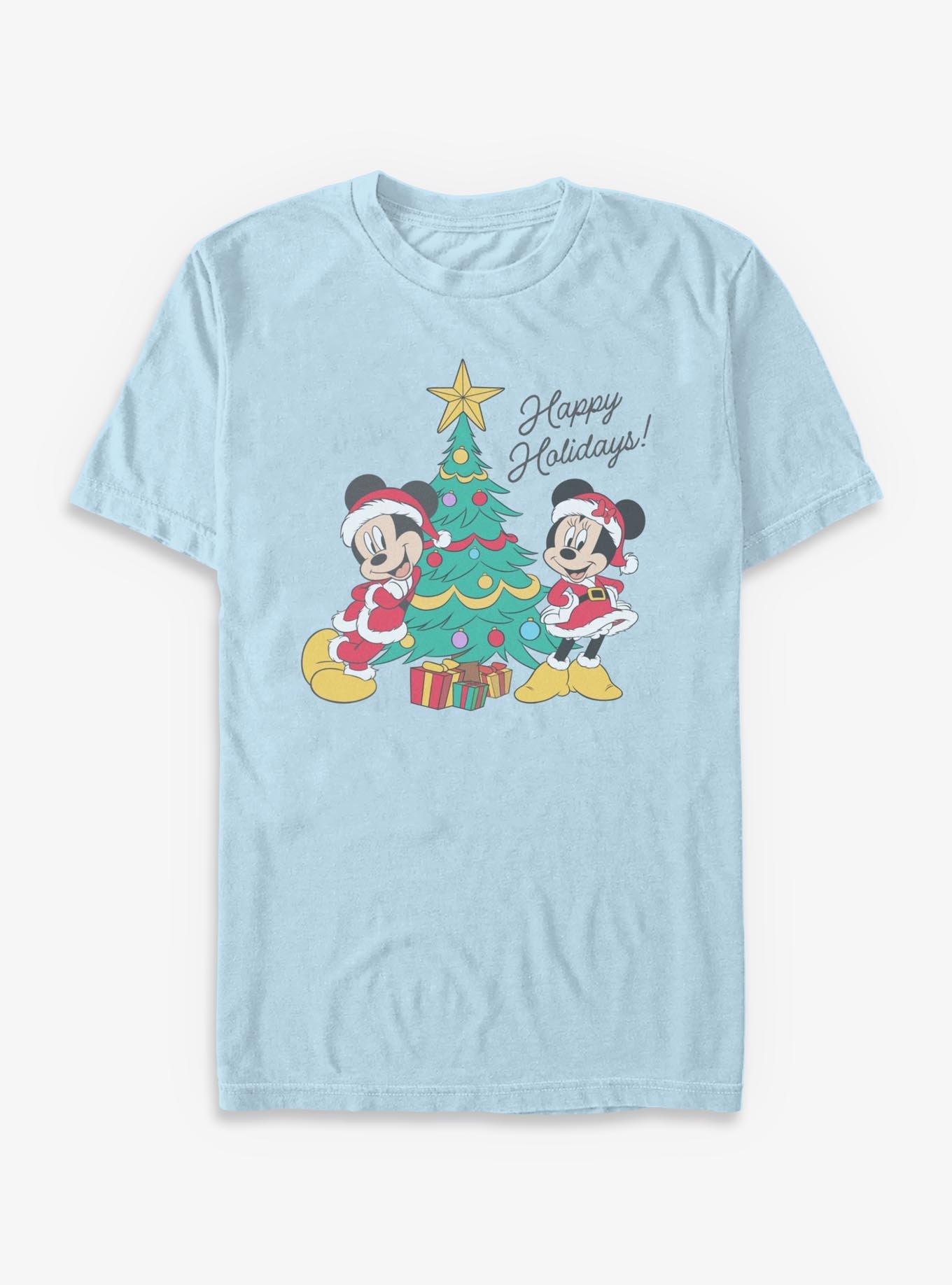 Disney Mickey Mouse Happy Holidays Minnie Mickey T-Shirt, LT BLUE, hi-res
