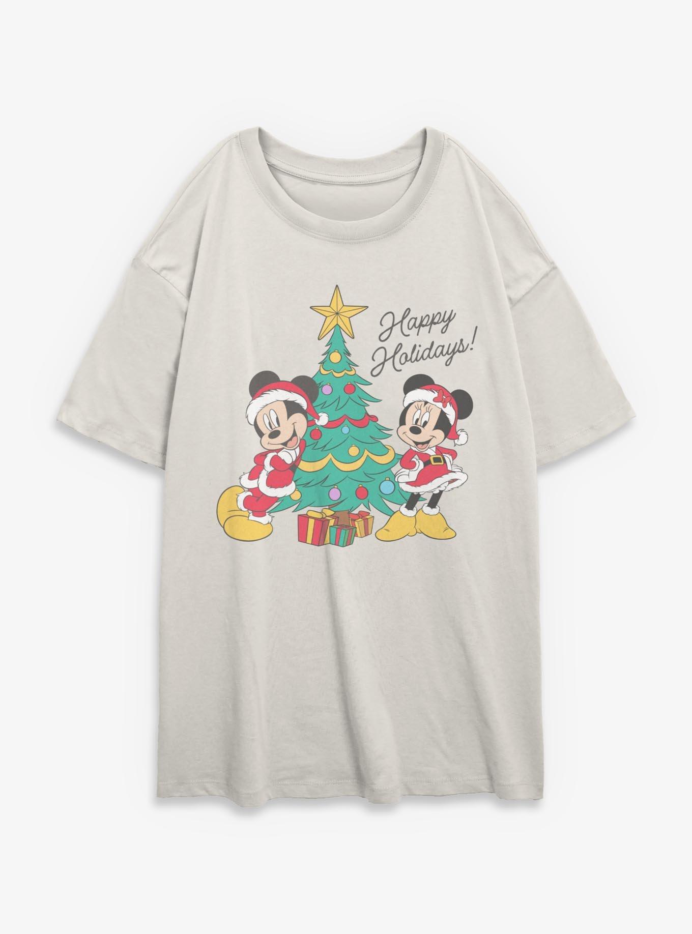 Disney Mickey Mouse Happy Holidays Minnie Mickey Girls Oversized T-Shirt, , hi-res
