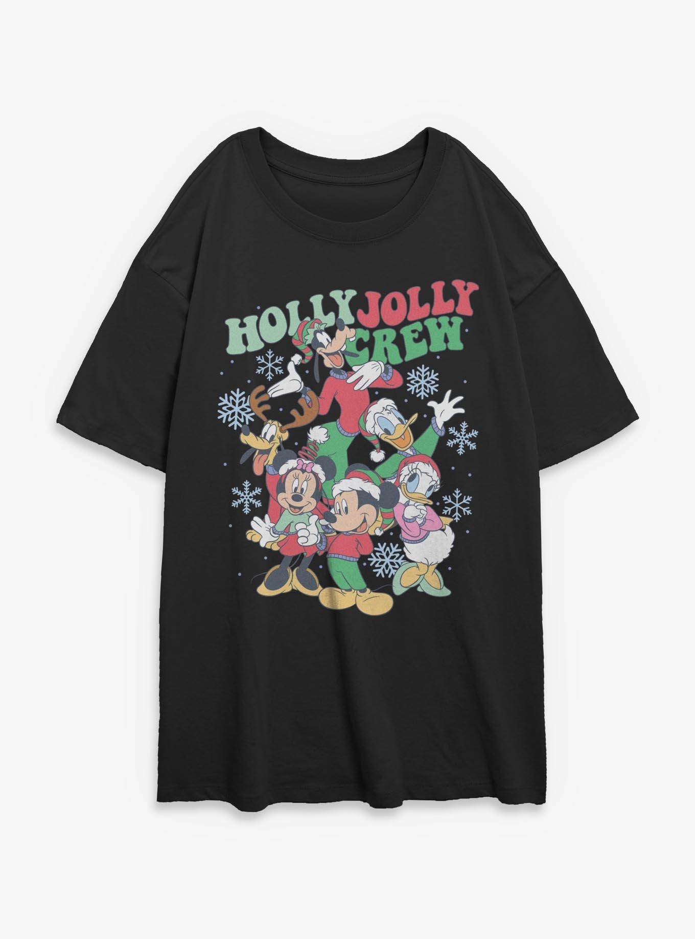 Disney Mickey Mouse Holly Jolly Crew Girls Oversized T-Shirt, , hi-res