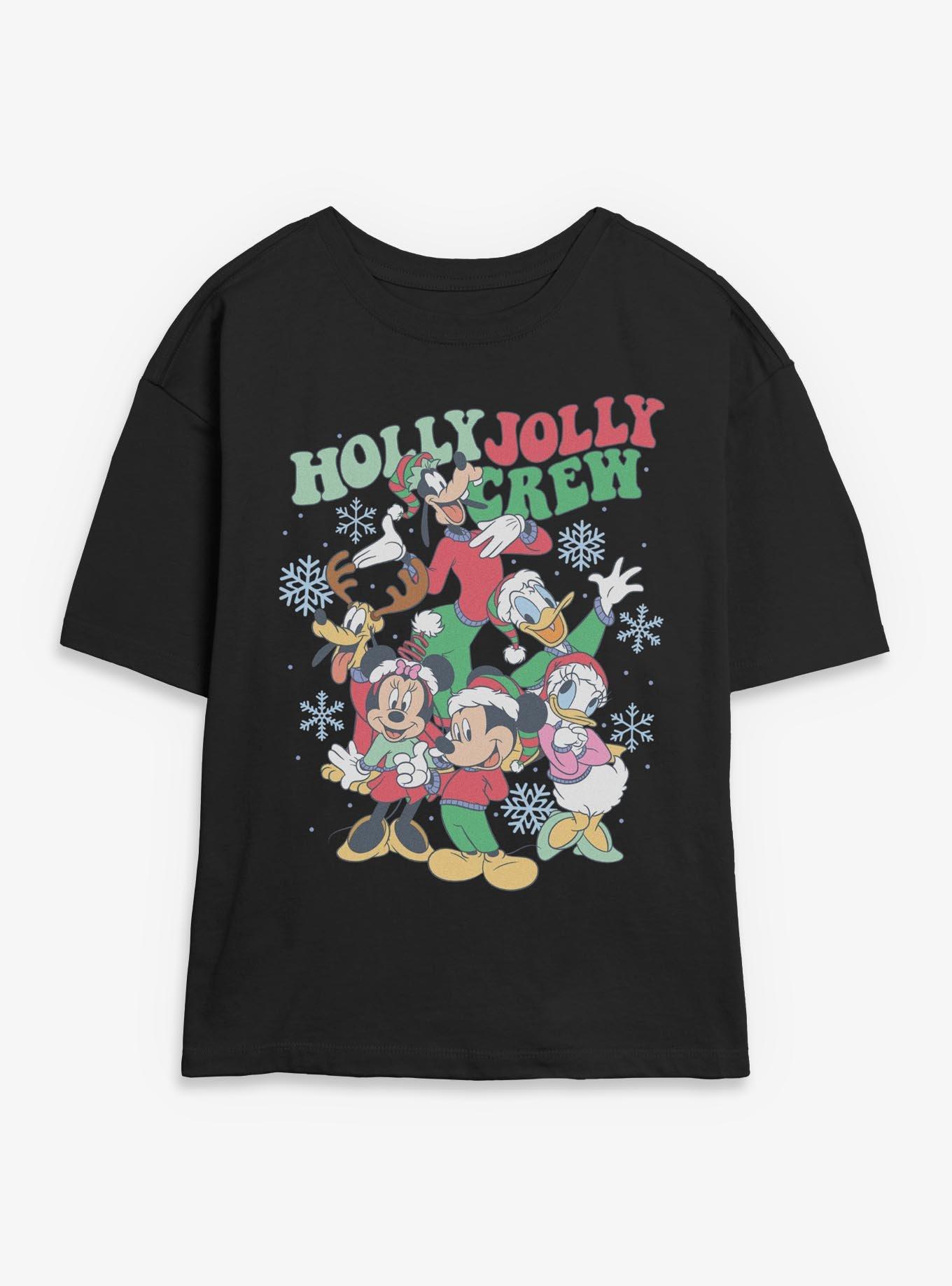 Disney Mickey Mouse Holly Jolly Crew Girls Skimmer T-Shirt, BLACK, hi-res