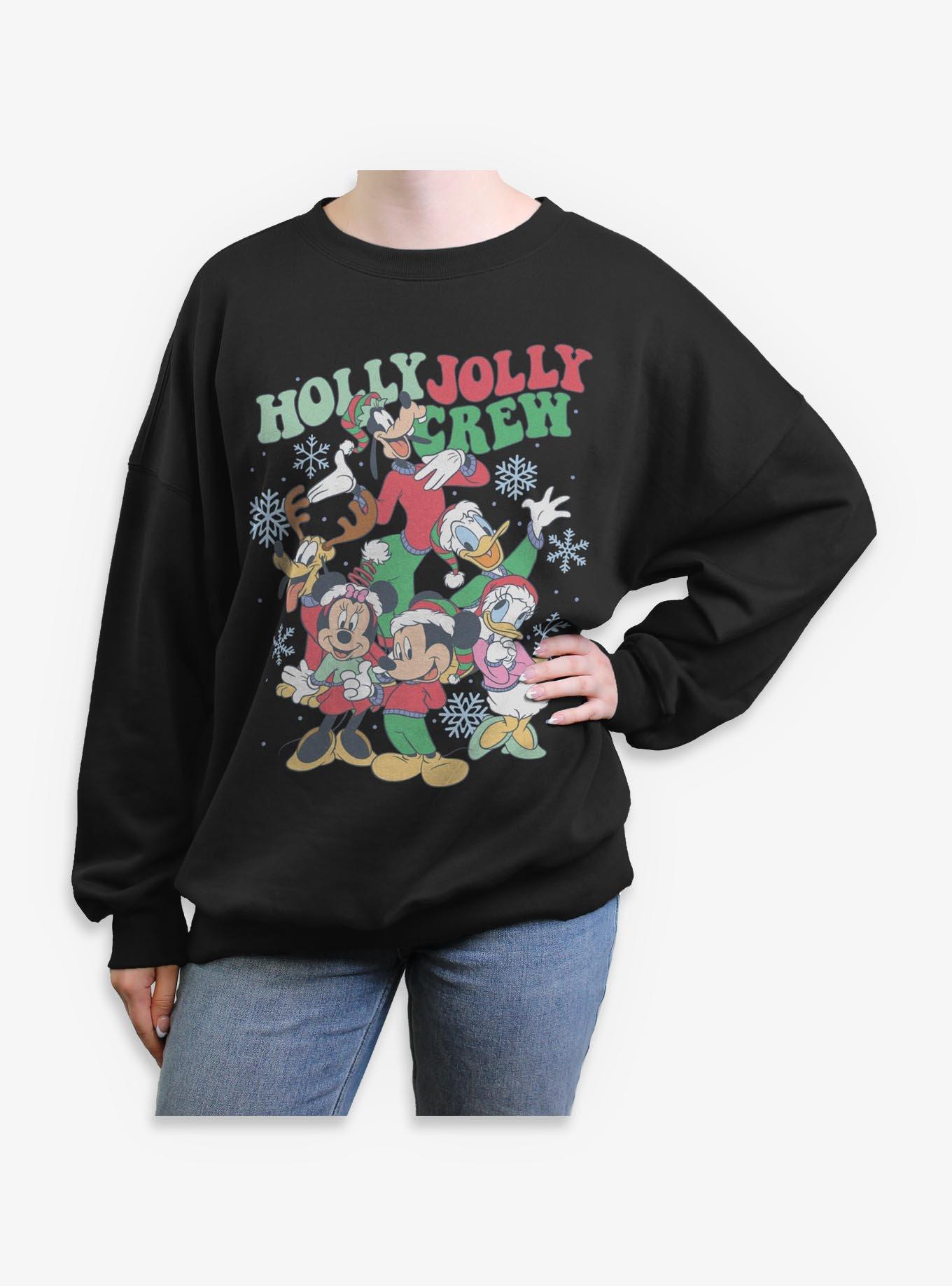 Disney Mickey Mouse Holly Jolly Crew Girls Oversized Sweatshirt