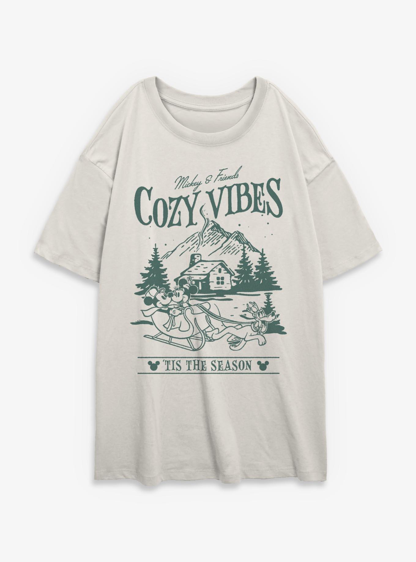 Disney Mickey Mouse Cozy Vibes Cabin Sleigh Ride Girls Oversized T-Shirt, , hi-res