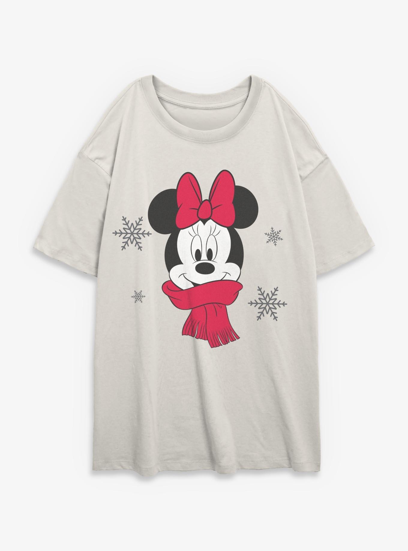 Disney Minnie Mouse Wrapped In A Scarf Christmas Girls Oversized T-Shirt, , hi-res