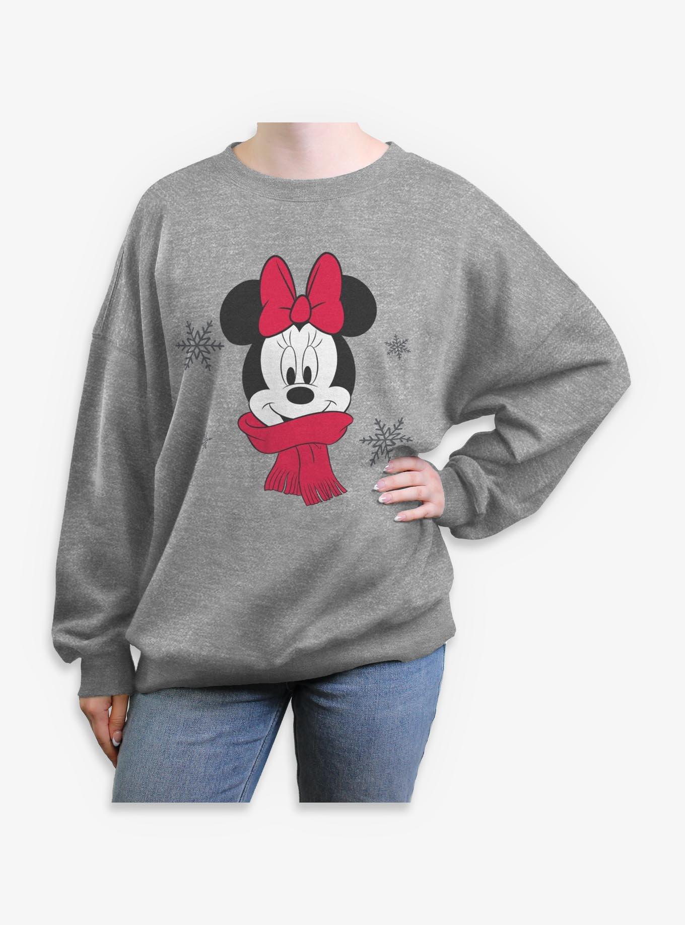 Disney Minnie Mouse Wrapped In A Scarf Christmas Girls Oversized Sweatshirt