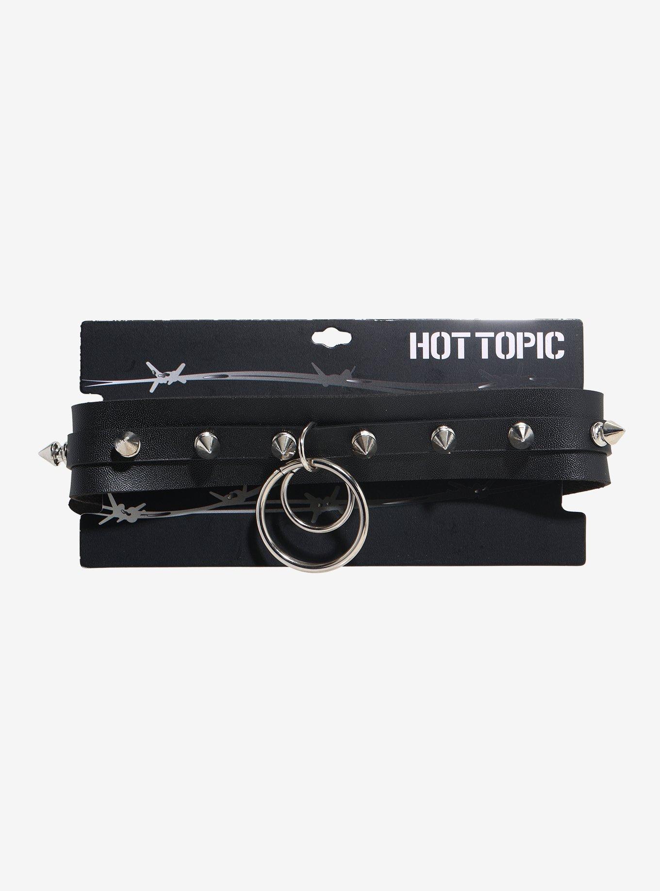 O-Ring Spike Faux Leather Choker, , hi-res