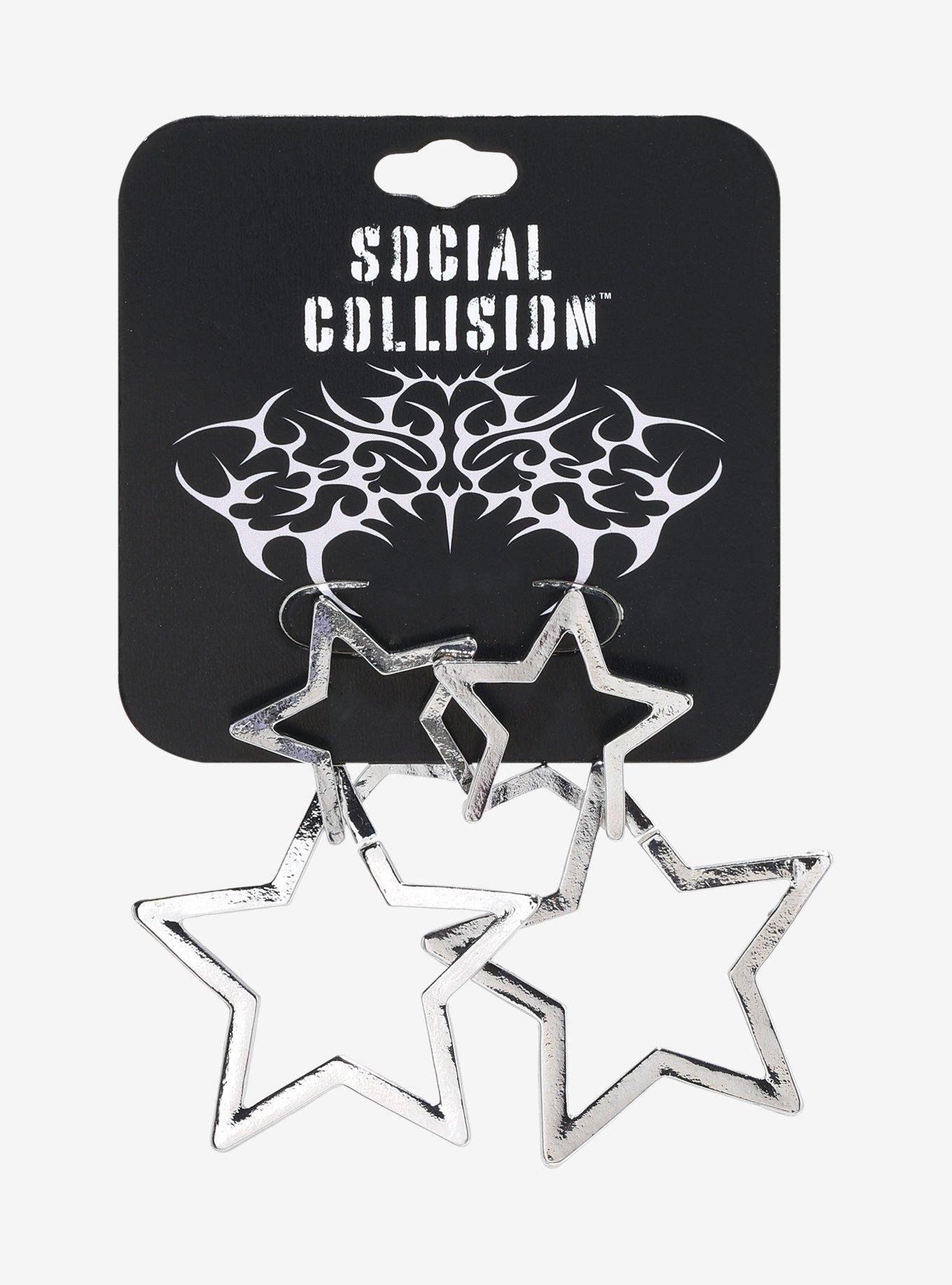 Social Collision Double Star Drop Earrings, , hi-res