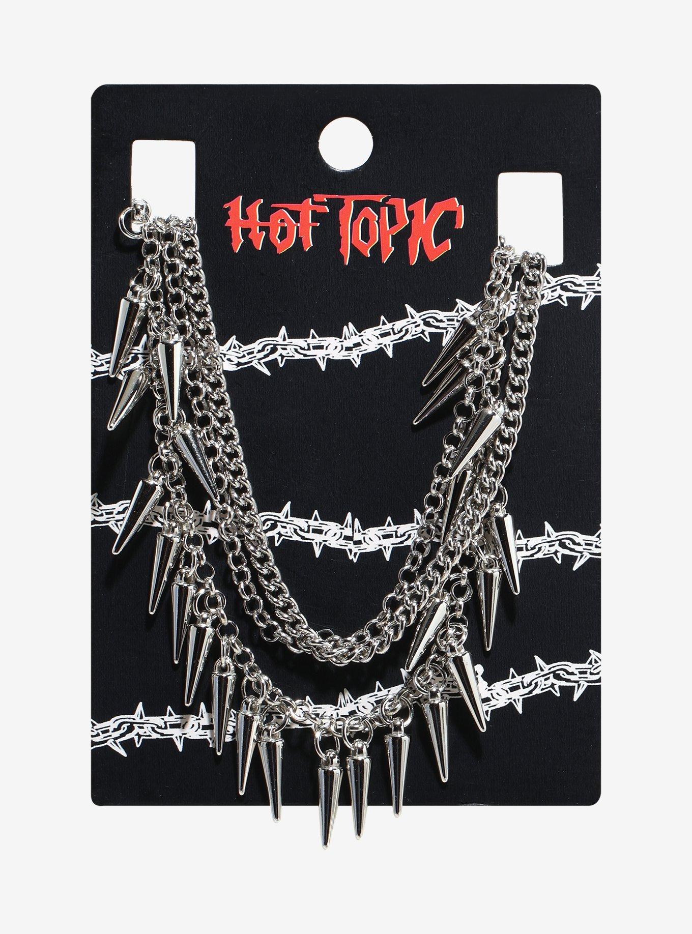 Multi-Chain Spike Charm Necklace Set, , hi-res