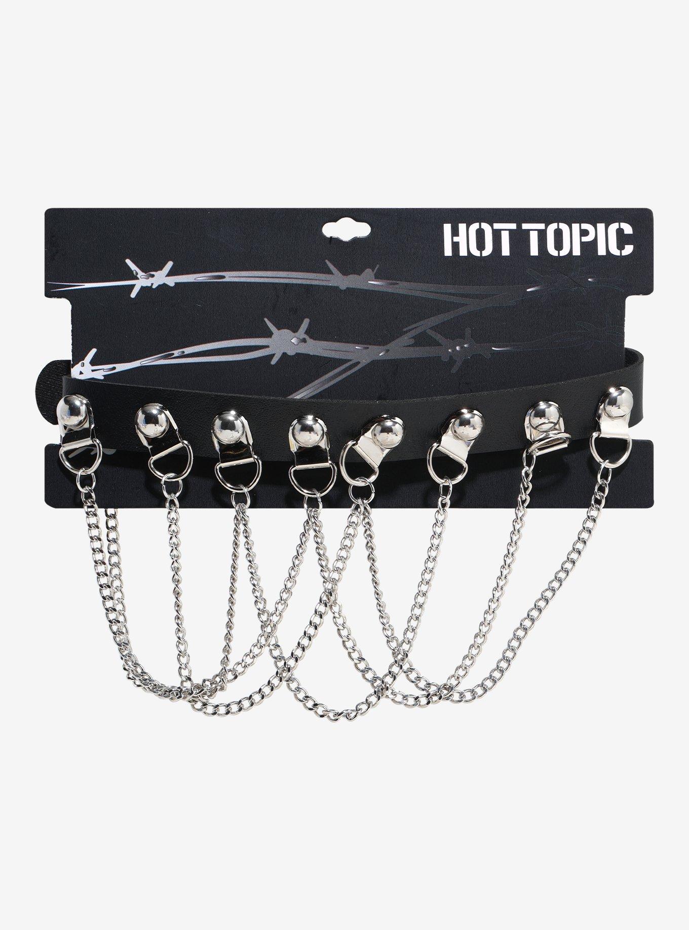 Multi-Chain Faux Leather Choker, , hi-res