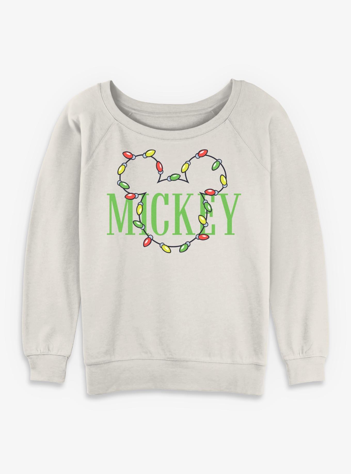 Disney Mickey Mouse Christmas Lights Girls Slouchy Sweatshirt, , hi-res