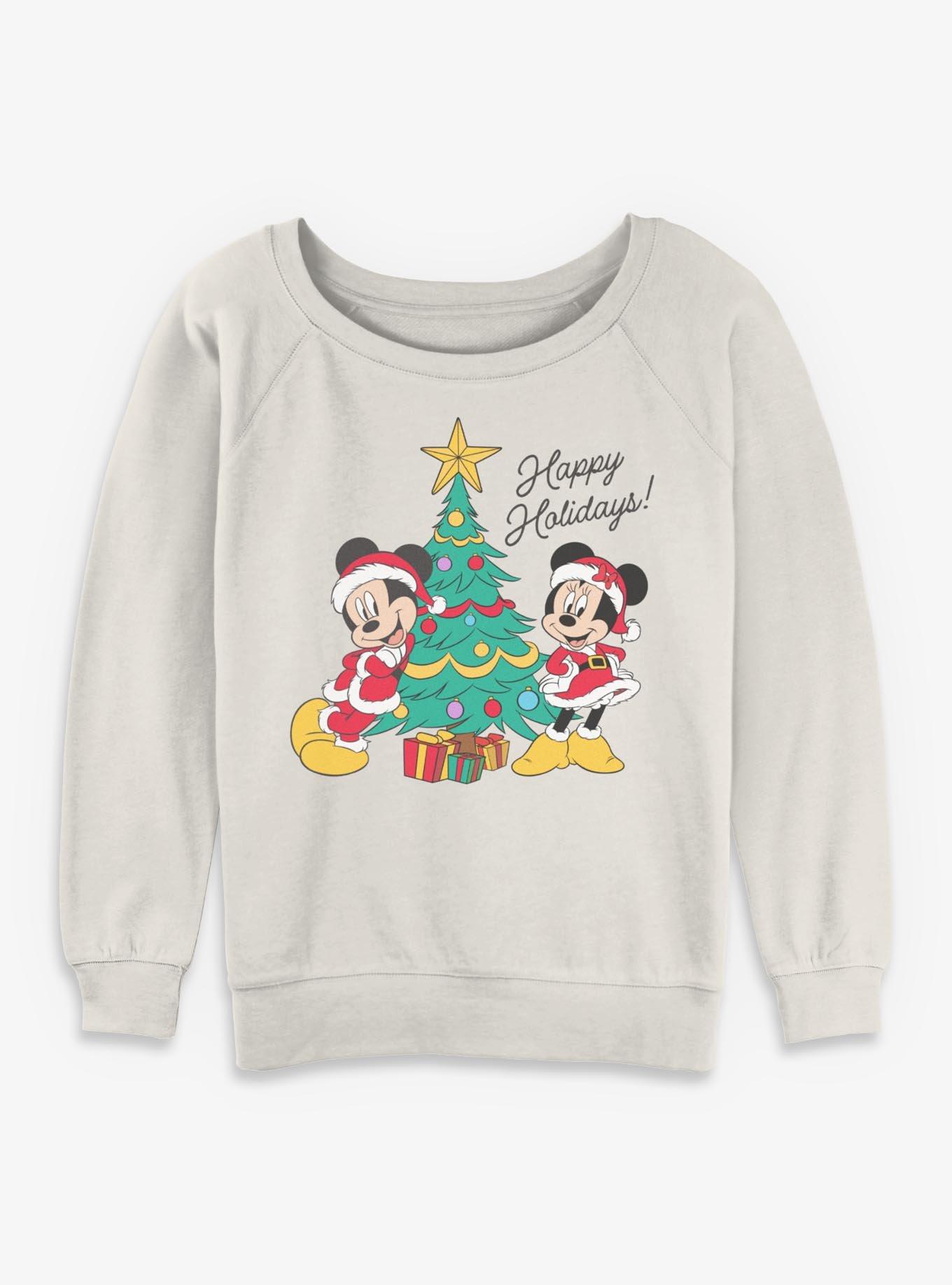 Disney Mickey Mouse Happy Holidays Minnie Mickey Girls Slouchy Sweatshirt, , hi-res