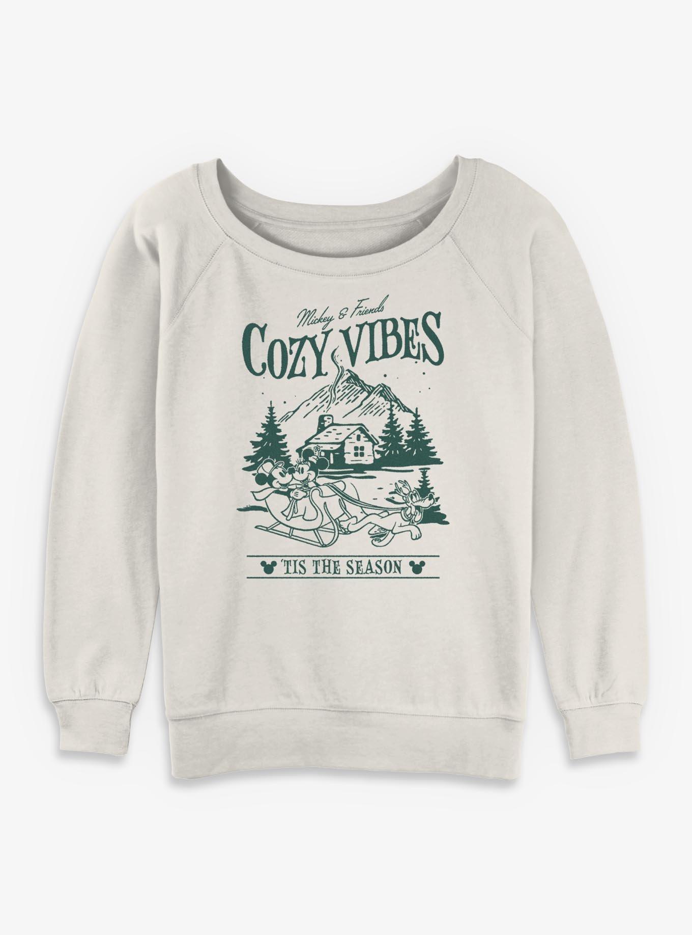 Disney Mickey Mouse Cozy Vibes Cabin Sleigh Ride Girls Slouchy Sweatshirt