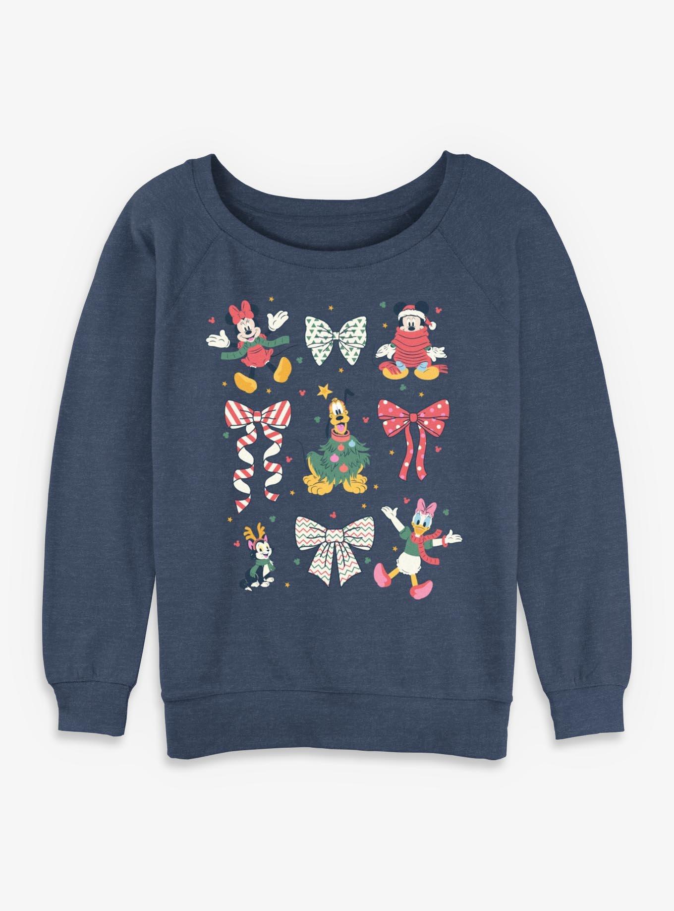 Disney Mickey Mouse Disney Christmas Bows Girls Slouchy Sweatshirt