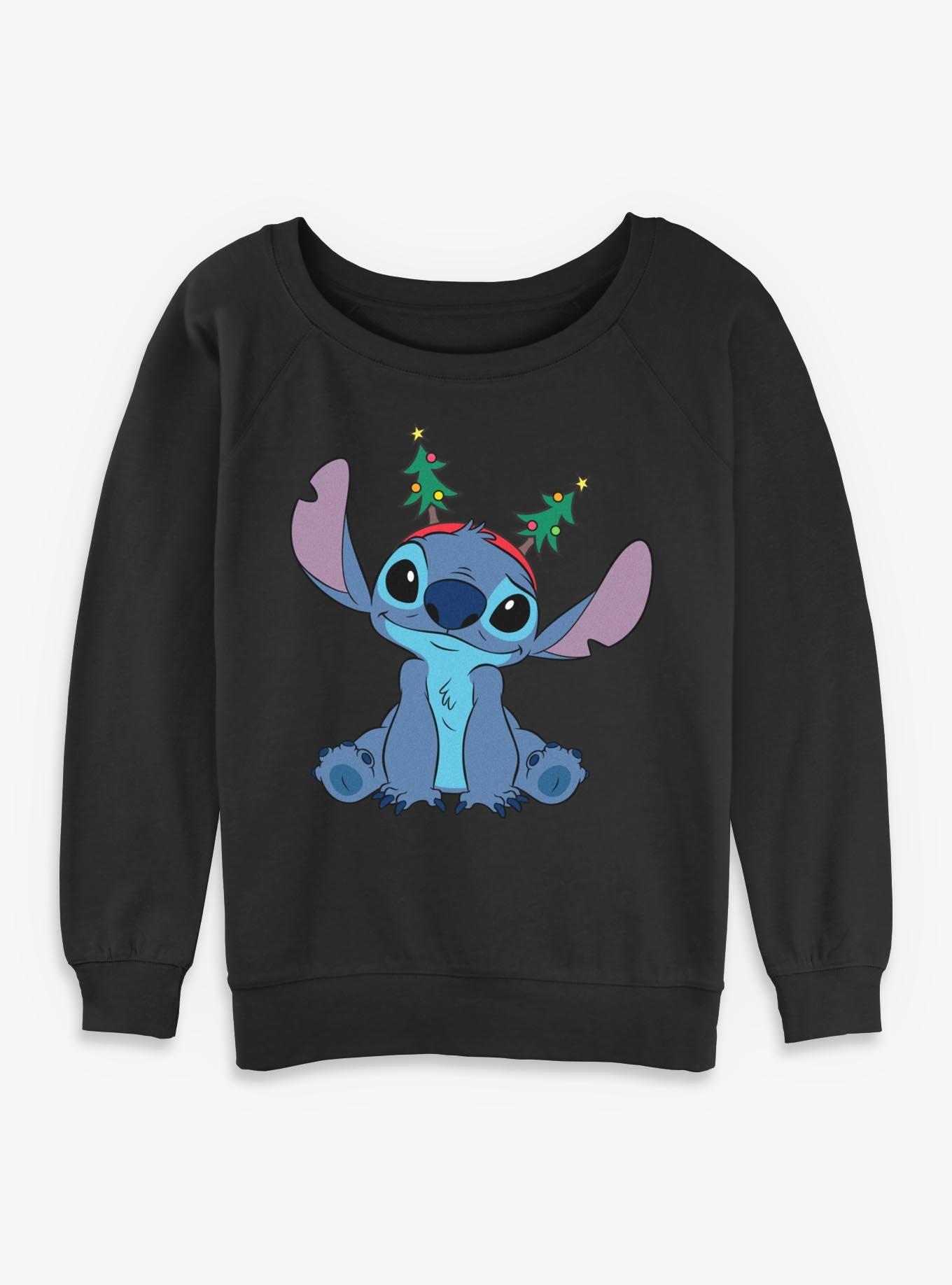 Disney Lilo & Stitch Stitch Christmas Tree Headband Girls Slouchy Sweatshirt, , hi-res