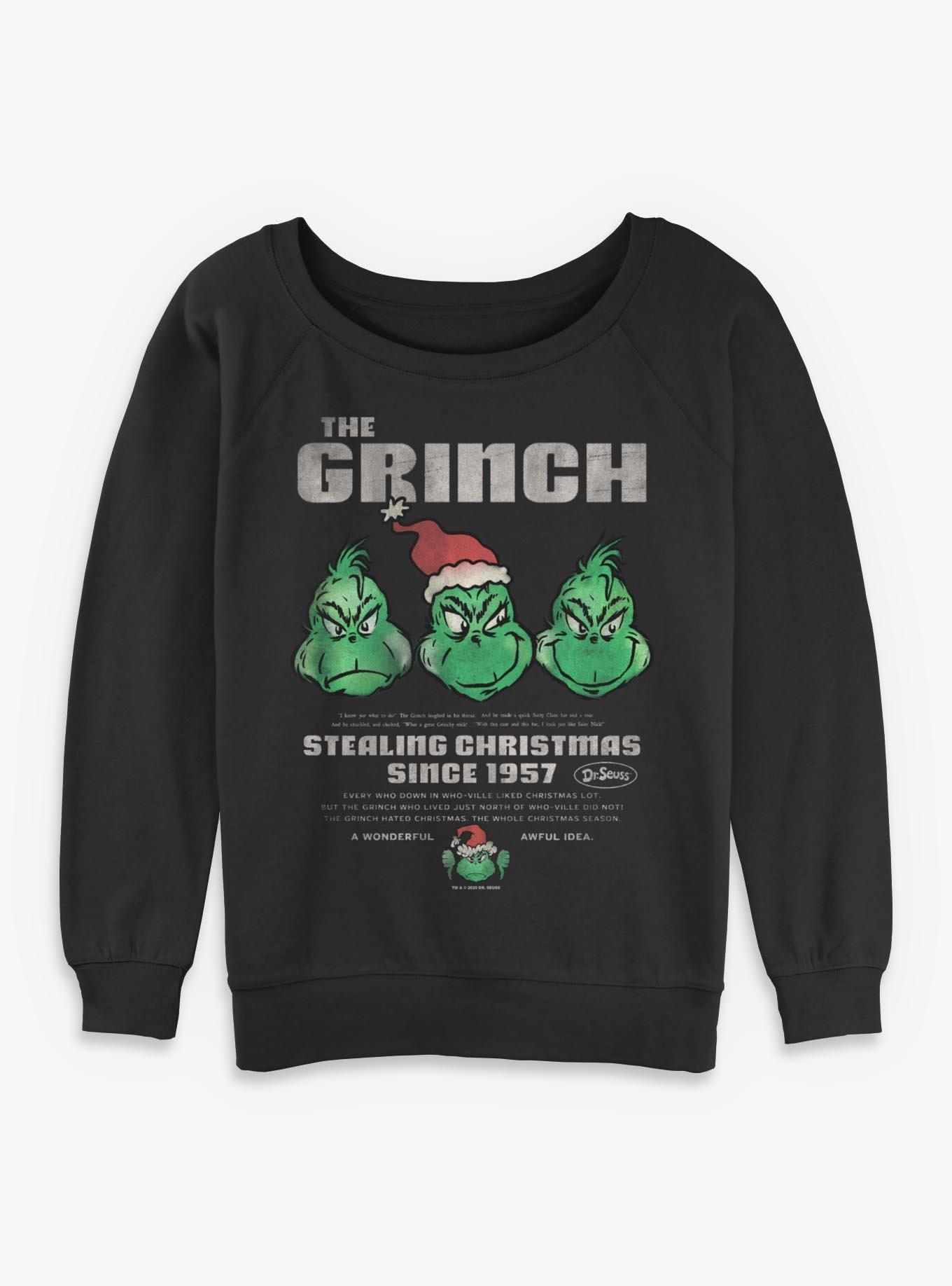 Dr. Seuss How The Grinch Stole Christmas Stealing Christmas Since 1957 Girls Slouchy Sweatshirt, , hi-res