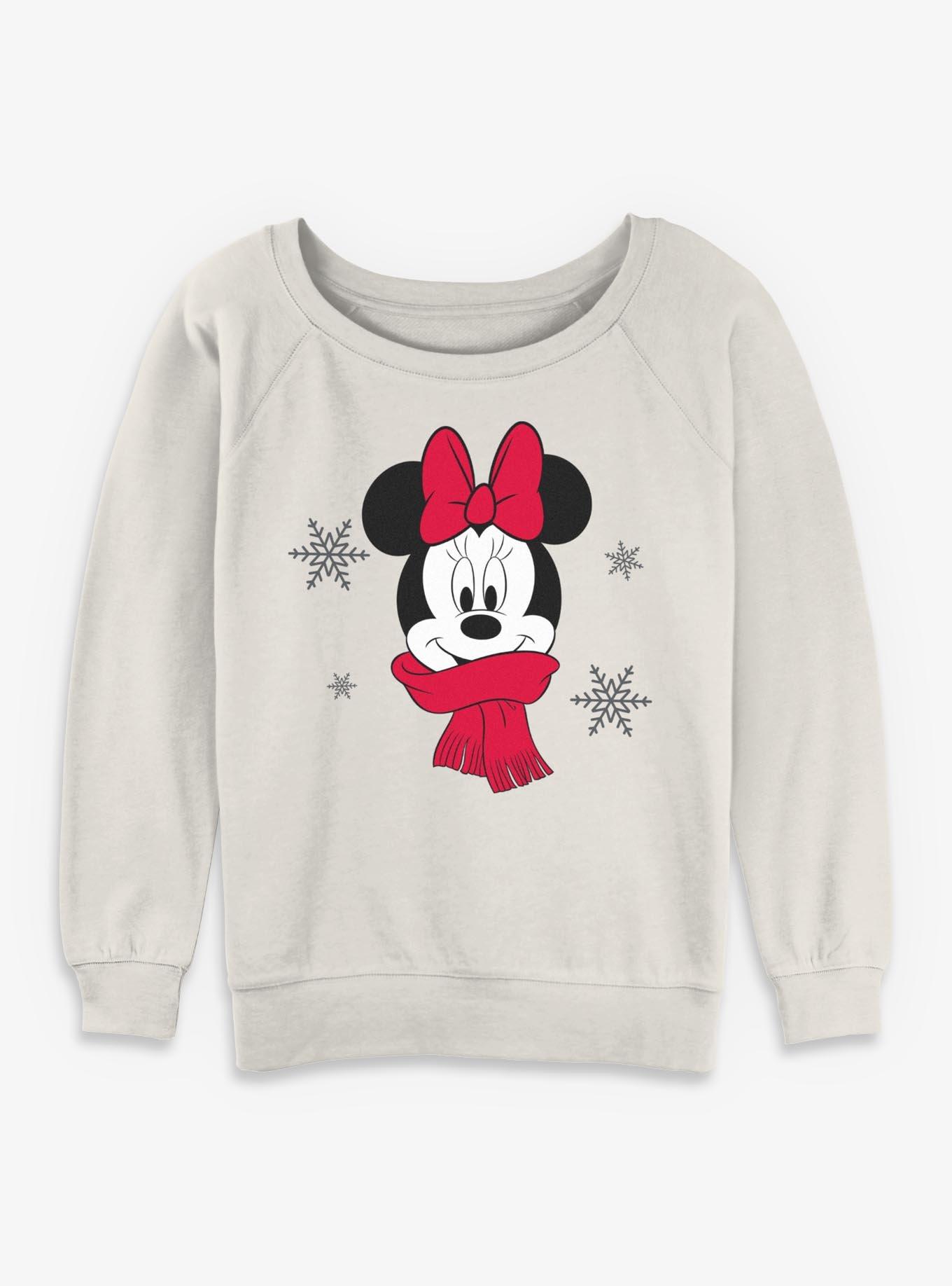 Disney Minnie Mouse Wrapped In A Scarf Christmas Girls Slouchy Sweatshirt