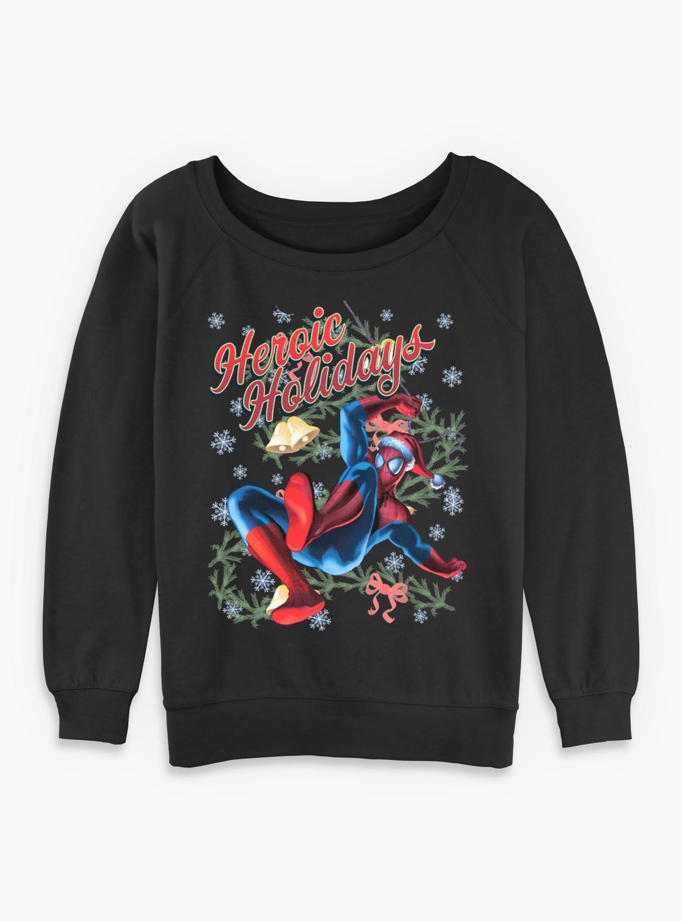 Marvel Spiderman Vintage Holiday Spiderman Girls Slouchy Sweatshirt, , hi-res