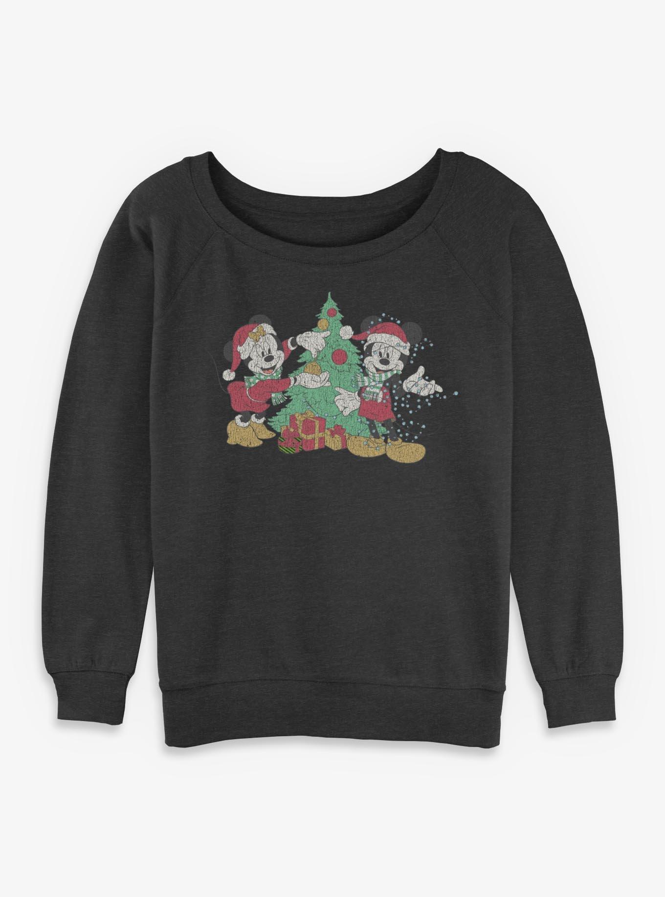 Disney Mickey Mouse Christmas Couple Girls Slouchy Sweatshirt, , hi-res