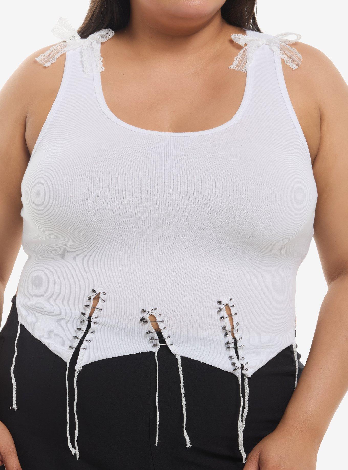 Cosmic Aura Safety Pin & White Lace Girls Tank Top Plus Size, , hi-res