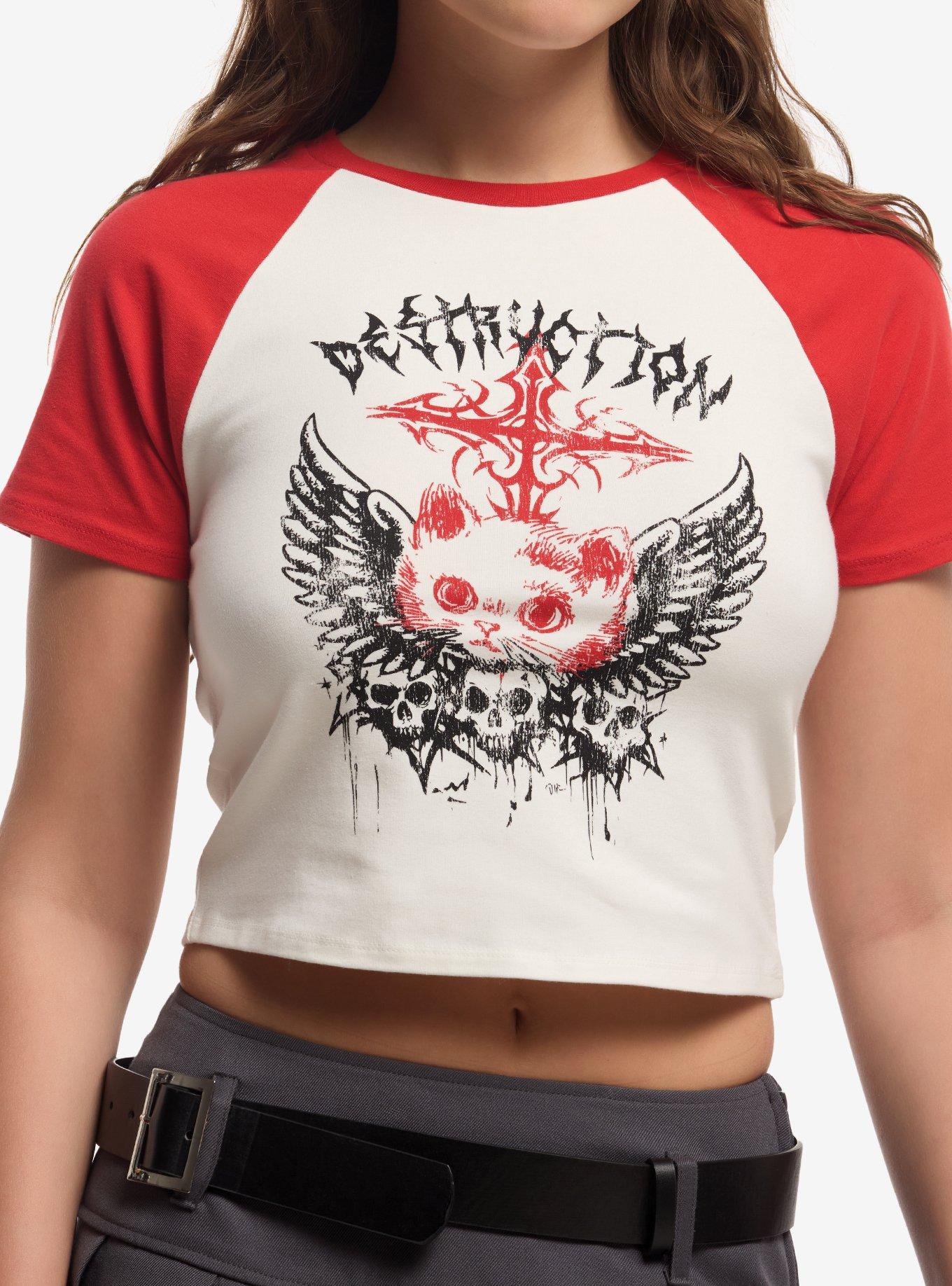 Social Collision Destruction Cat Girls Raglan T-Shirt, , hi-res