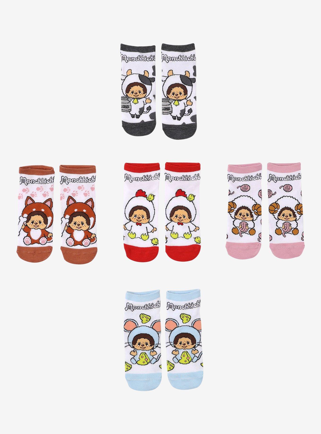 Monchhichi Animal Costume No-Show Socks 5 Pair, , hi-res