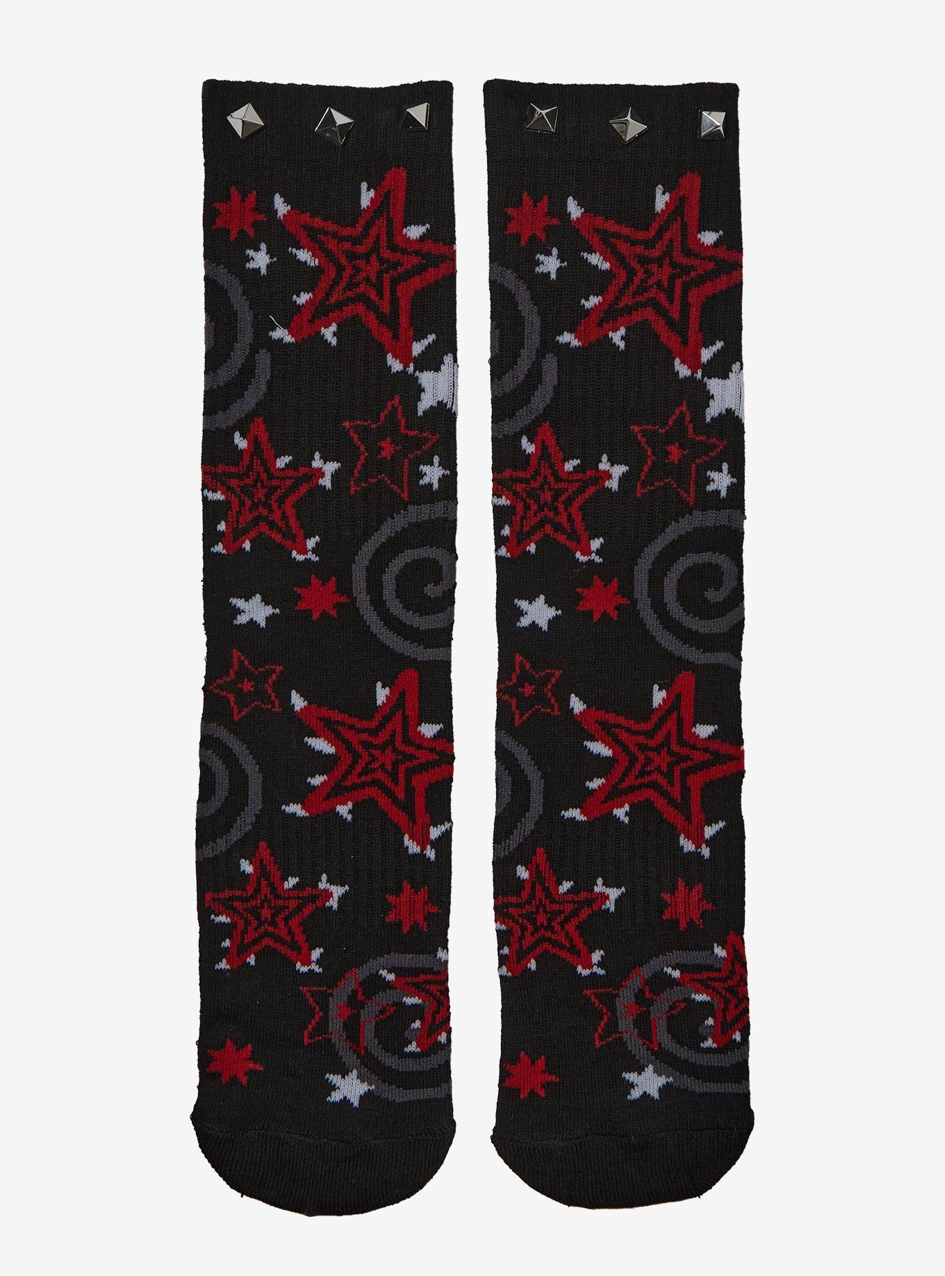 Star Spiral Stud Crew Socks, , hi-res