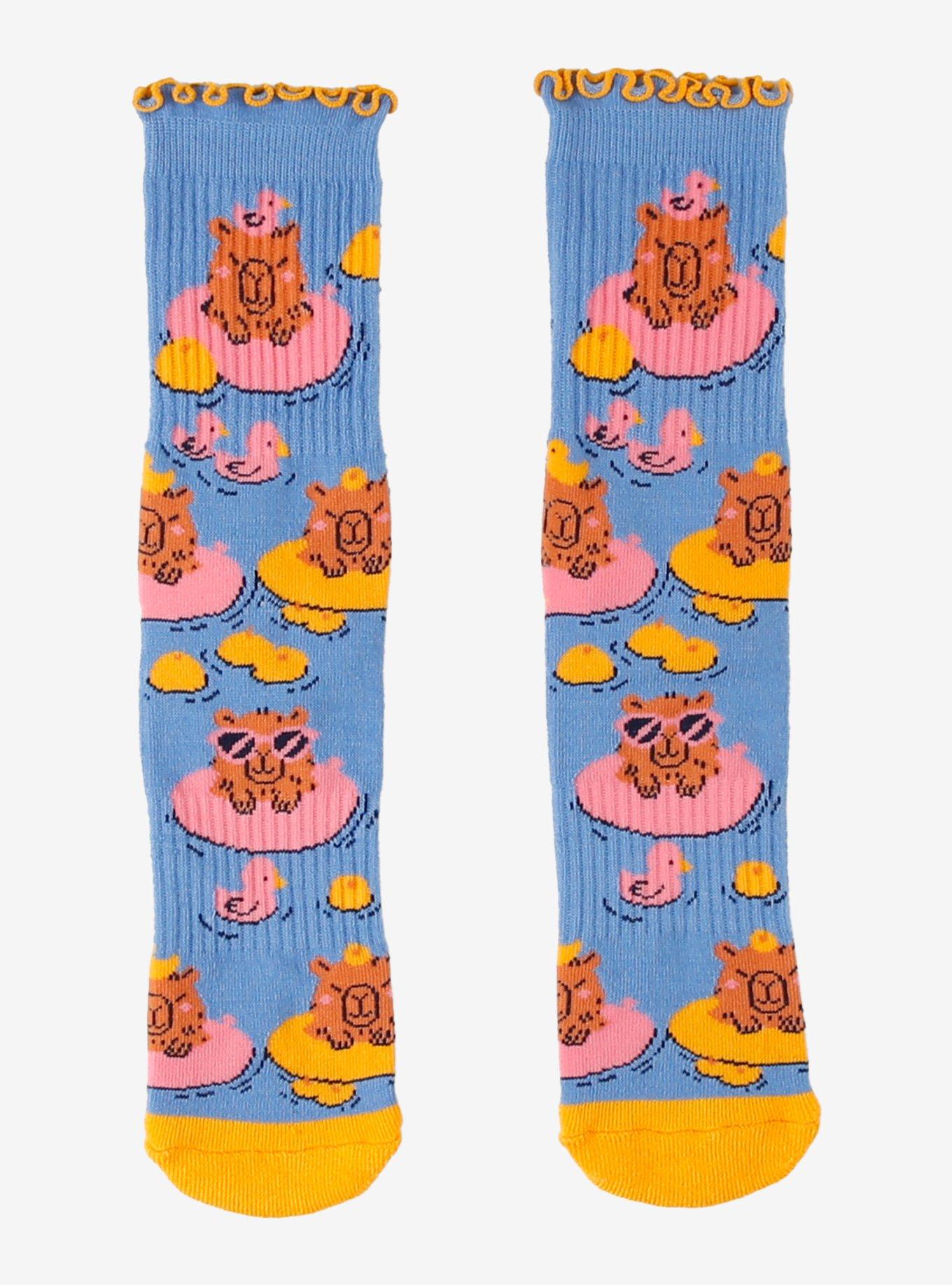 Capybara Orange Swimming Crew Socks, , hi-res