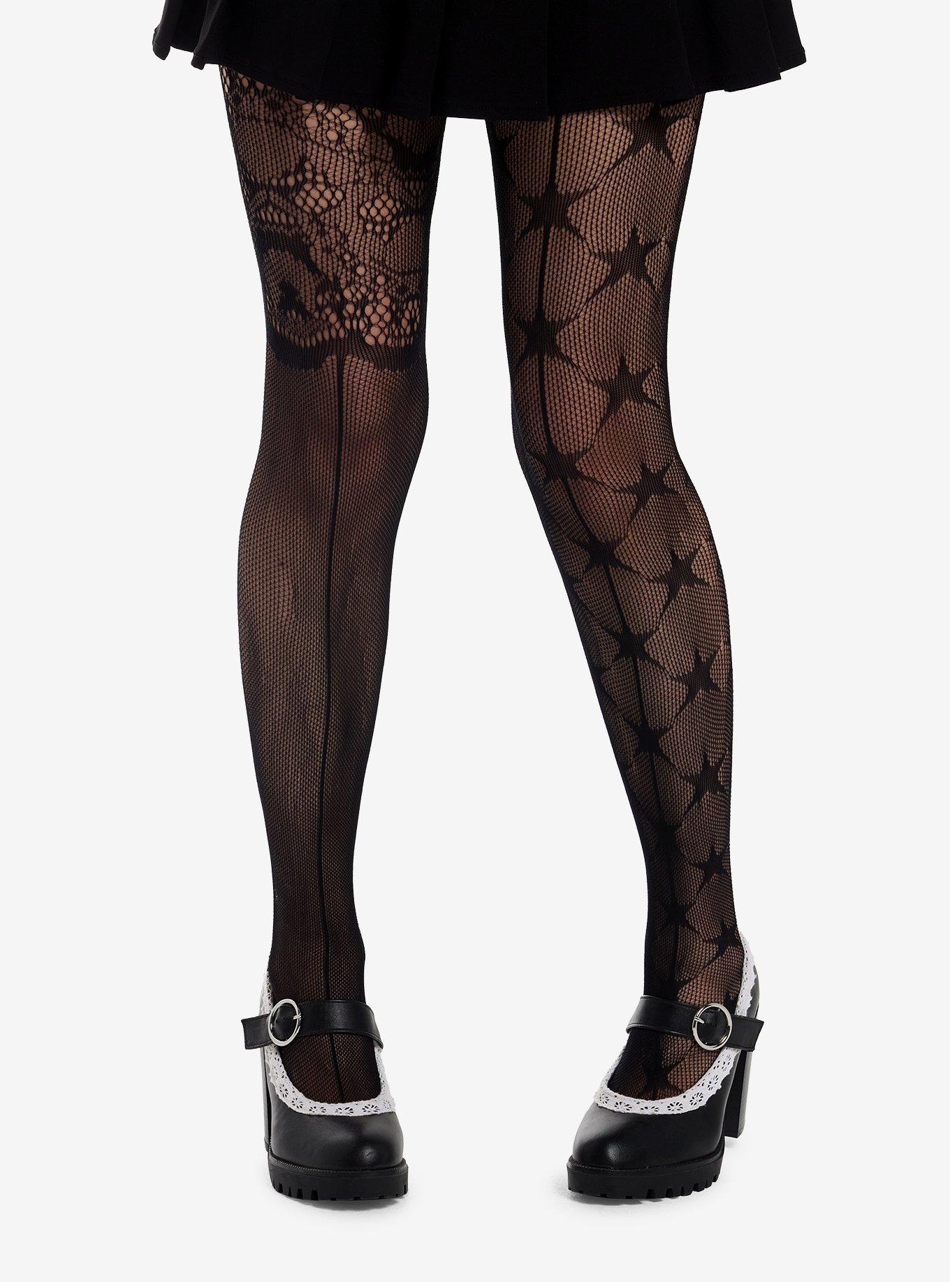 Black Star & Lace Mismatch Tights, , hi-res