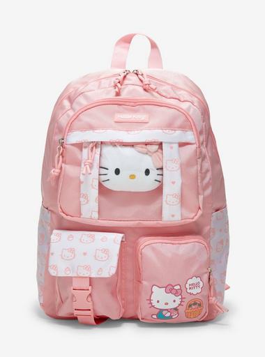 hello kitty one strap backpack LACC Exclusive - Iridescent Mini | Officially Licensed quality vegan leather Features a whimsical design of Hello Kitty and her bear friend Main compartment with ample storage for everyday essentials Front zippered pocket for quick access to smaller items Adjustable padded shoulder straps for comfortable wear Dimensions Hello Kitty Backpack for Kids