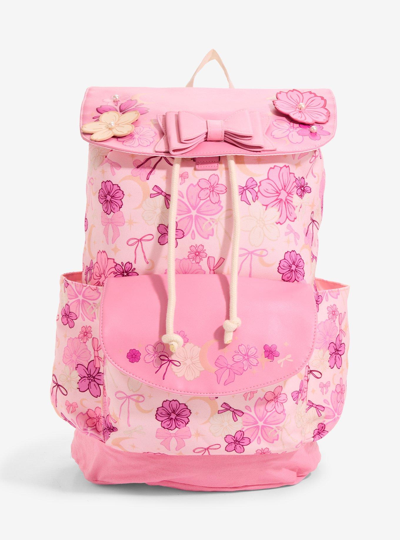 Cherry Blossom Ribbon Slouch Backpack, , hi-res
