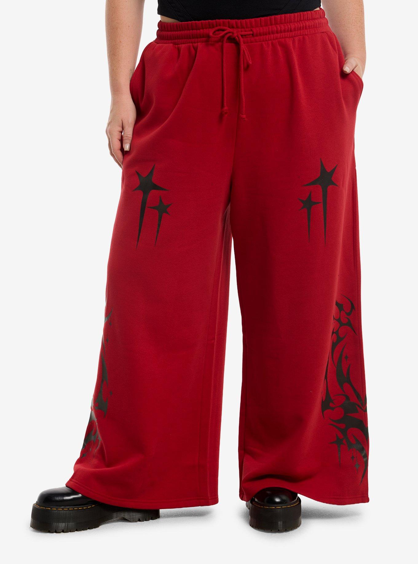 HOTTOPIC Red Star Cyber Sigil Wide Leg Sweatpants Plus Size