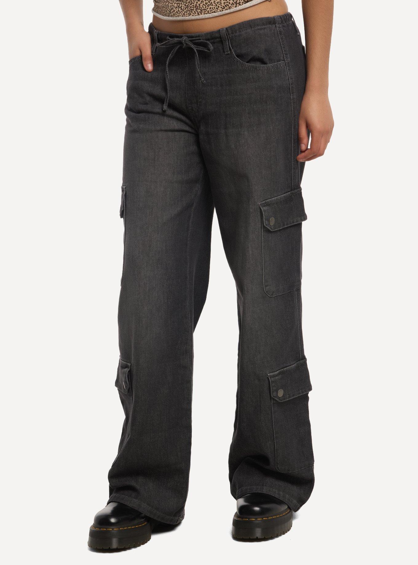 Grey Cargo Wide Leg Pants, , hi-res