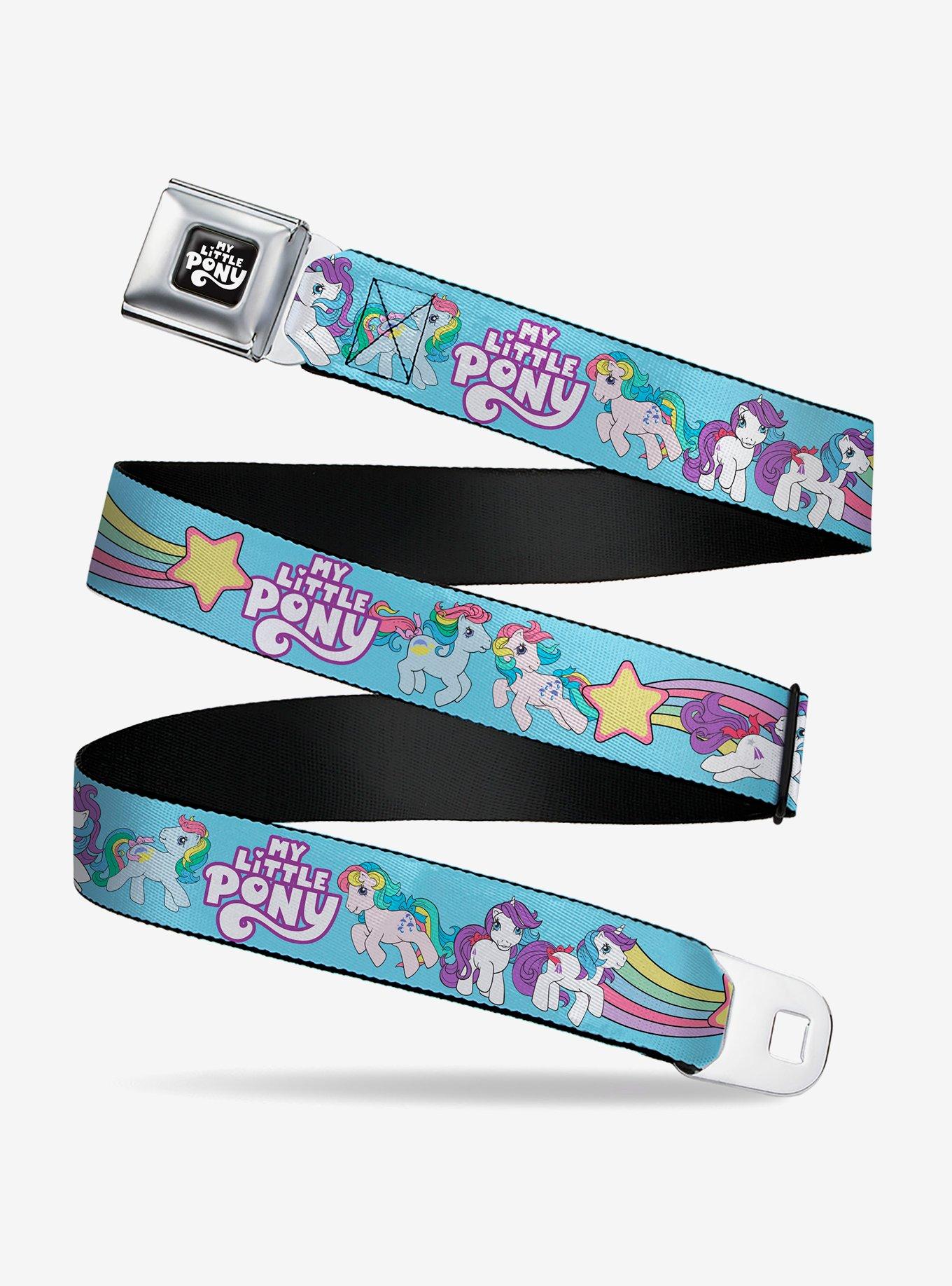 My Little Pony Three Pony Rainbow Poses and Logo Multi Seatbelt Buckle Belt
