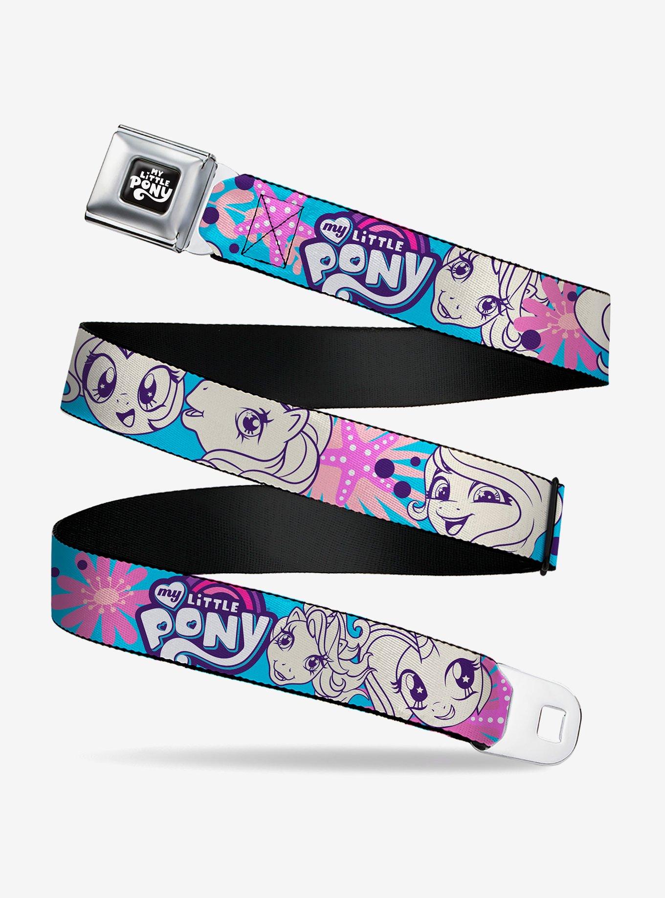 My Little Pony Faces Flowers and Logo Seatbelt Buckle Belt, , hi-res