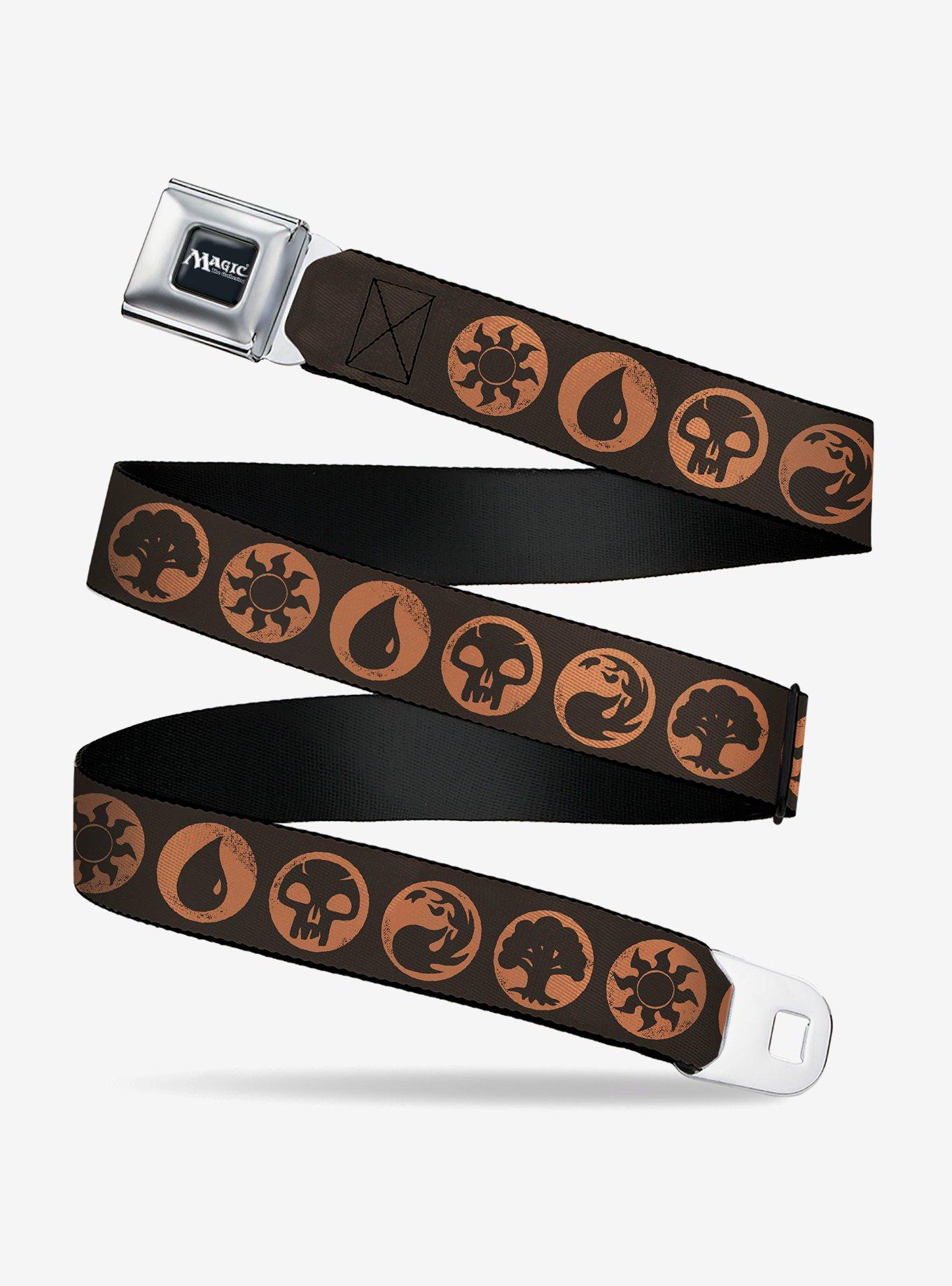Magic: The Gathering Five Mana Icon Symbols Brown Seatbelt Buckle Belt