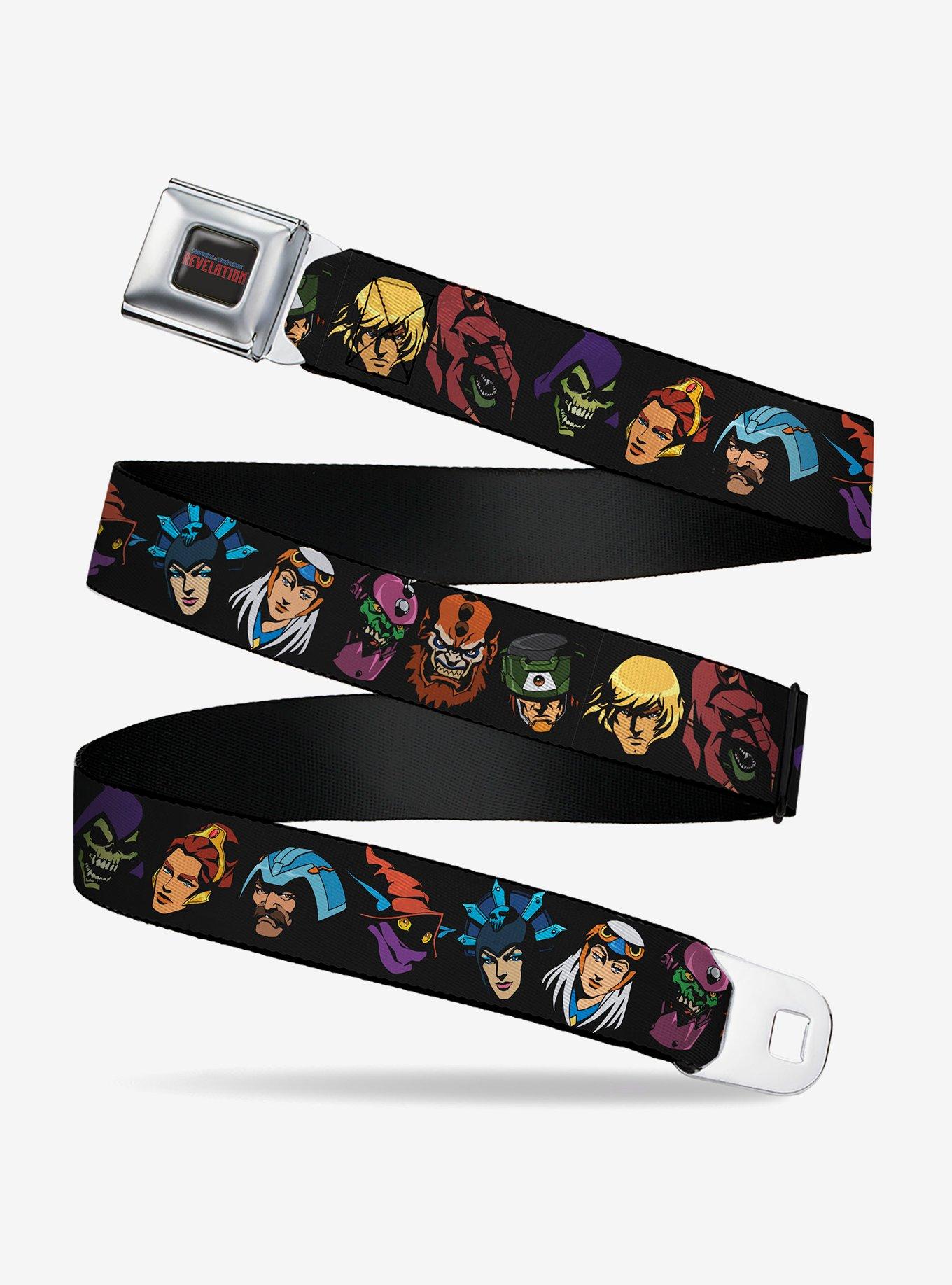 Masters of The Universe Eleven Character Faces Black Seatbelt Buckle Belt