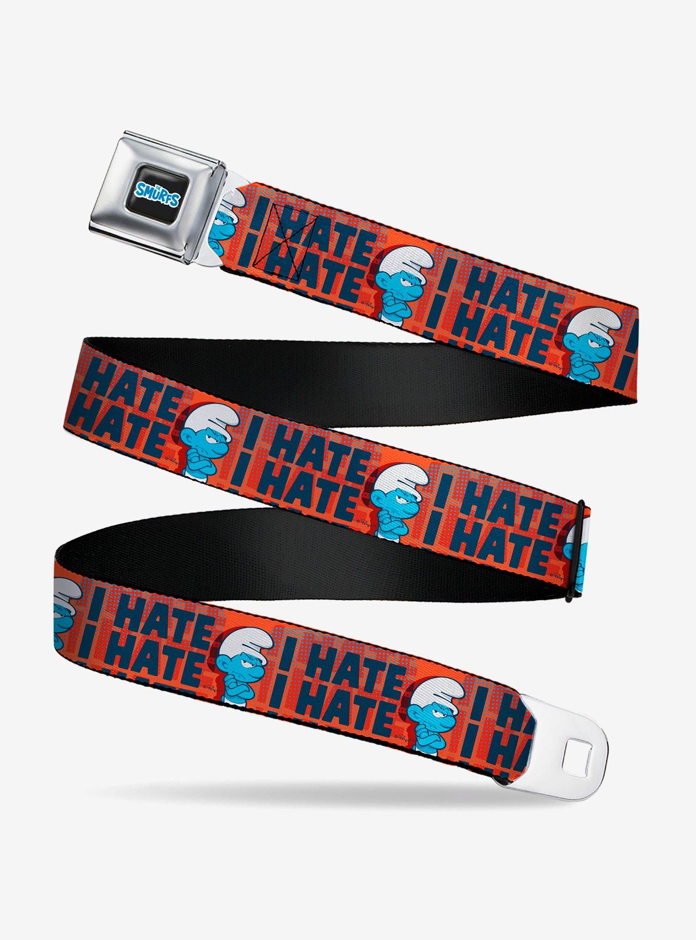 The Smurfs Grumpy I Hate I Hate Arms Crossed Pose Seatbelt Buckle Belt