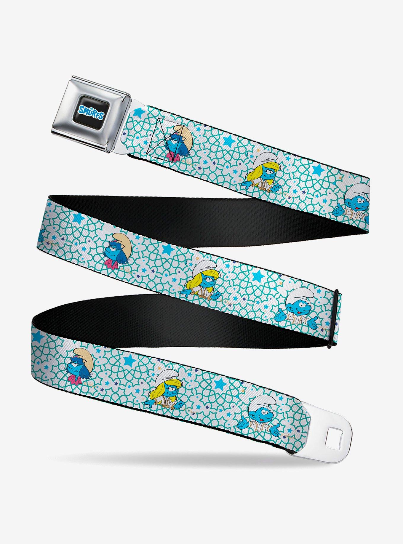 The Smurfs Three Character Pose and Stars Seatbelt Buckle Belt