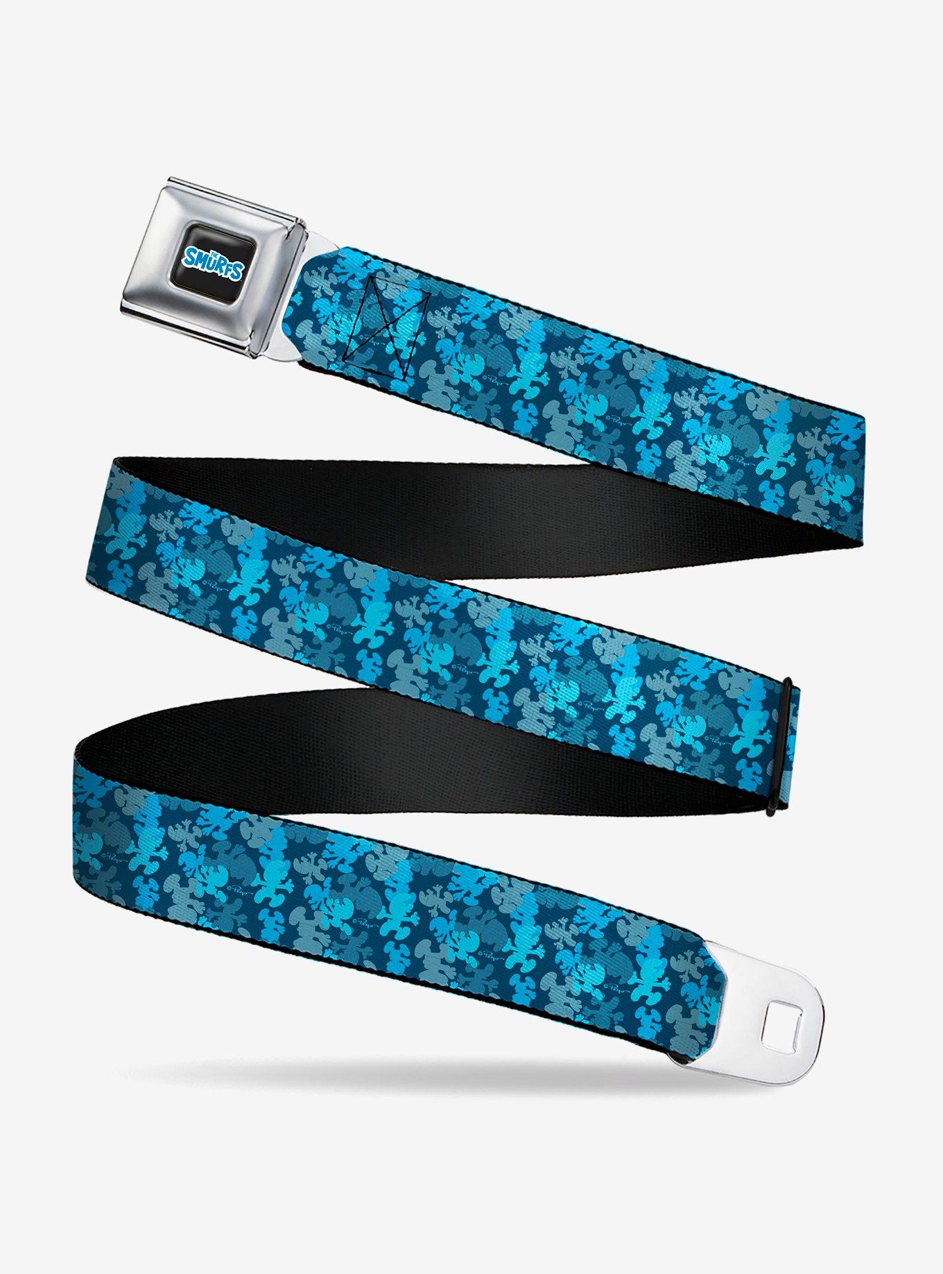 The Smurfs Silhouette Poses Stacked Blues Seatbelt Buckle Belt