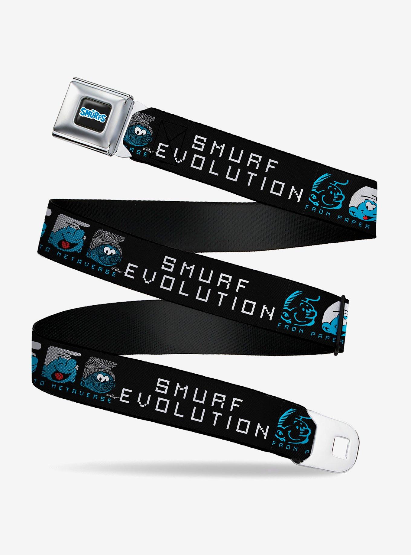 The Smurfs Evolution From Paper to Metaverse Smiling Face Seatbelt Buckle Belt