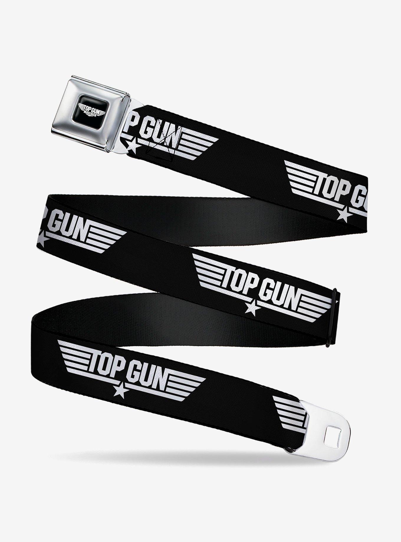 Top Gun Title Logo Black Seatbelt Buckle Belt, , hi-res