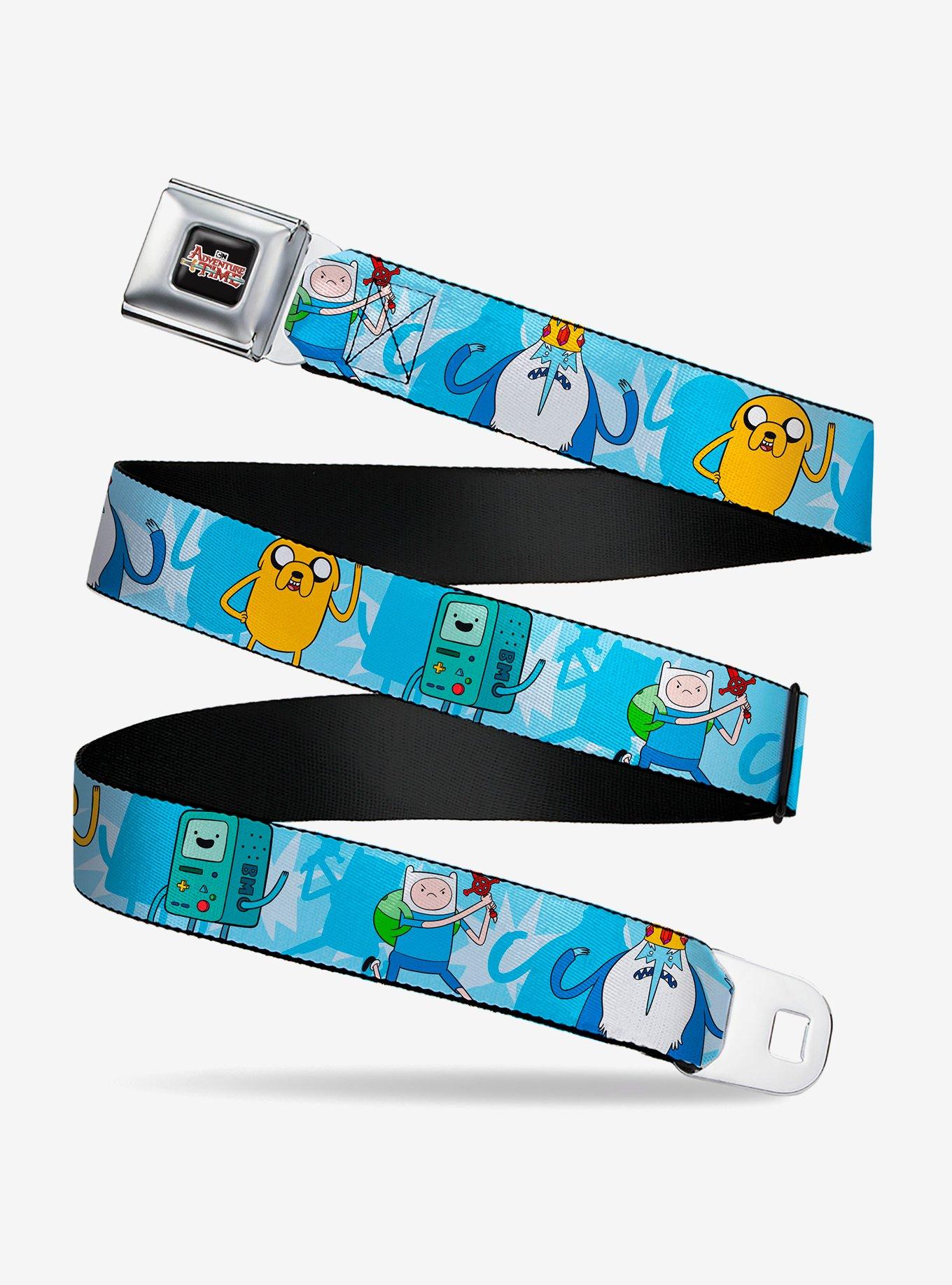 Adventure Time BMO Finn Ice King Jake Group Pose Blues Seatbelt Buckle Belt, , hi-res