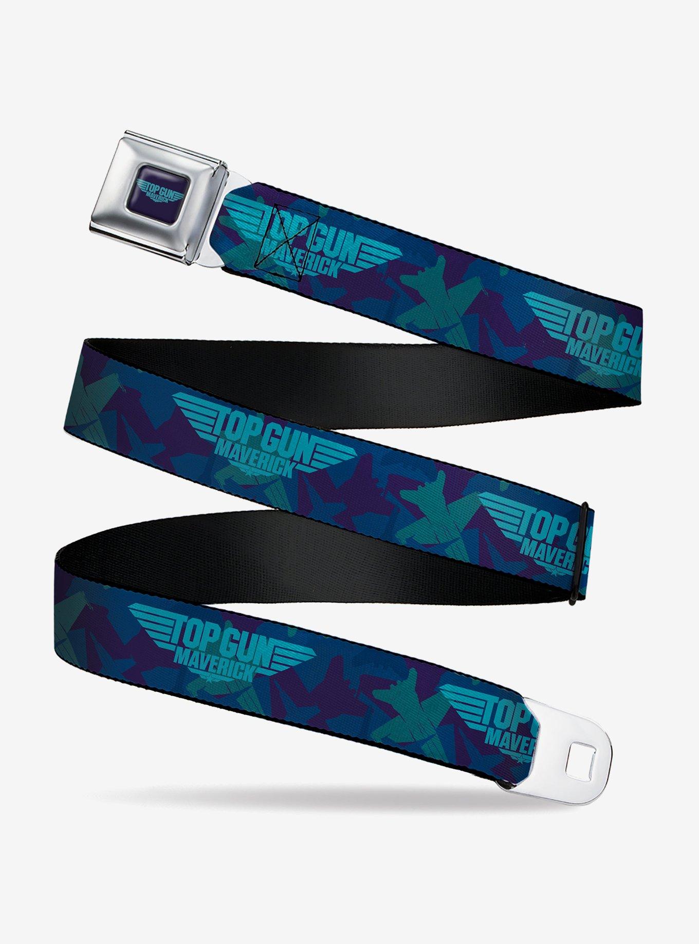 Top Gun Maverick Title Logo Aircraft Silhouettes Collage Seatbelt Buckle Belt