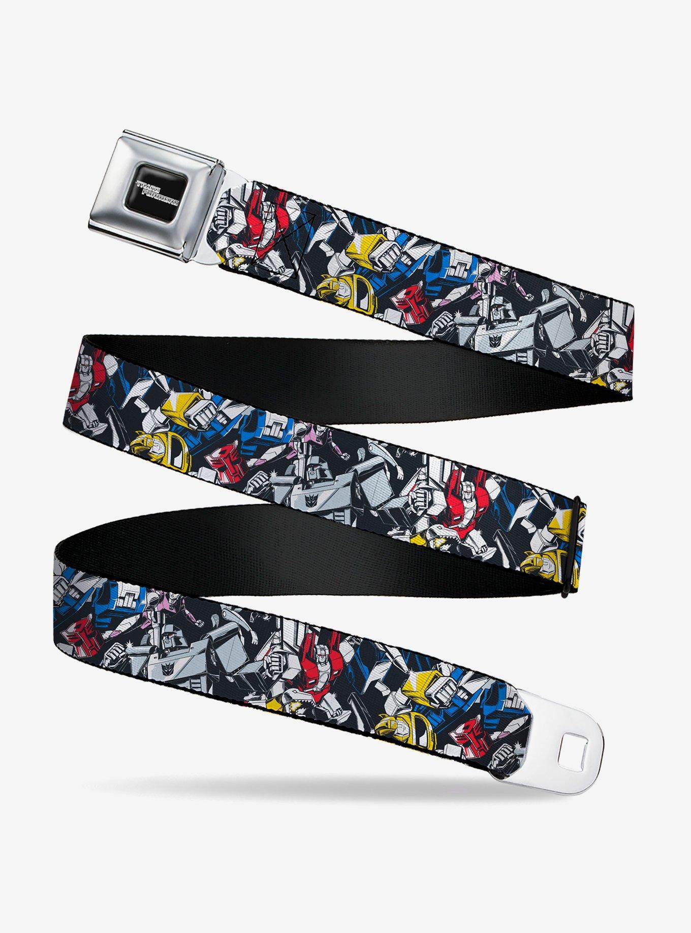 Transformers Autobot Decepticon Robots and Alt Modes Collage Seatbelt Buckle Belt