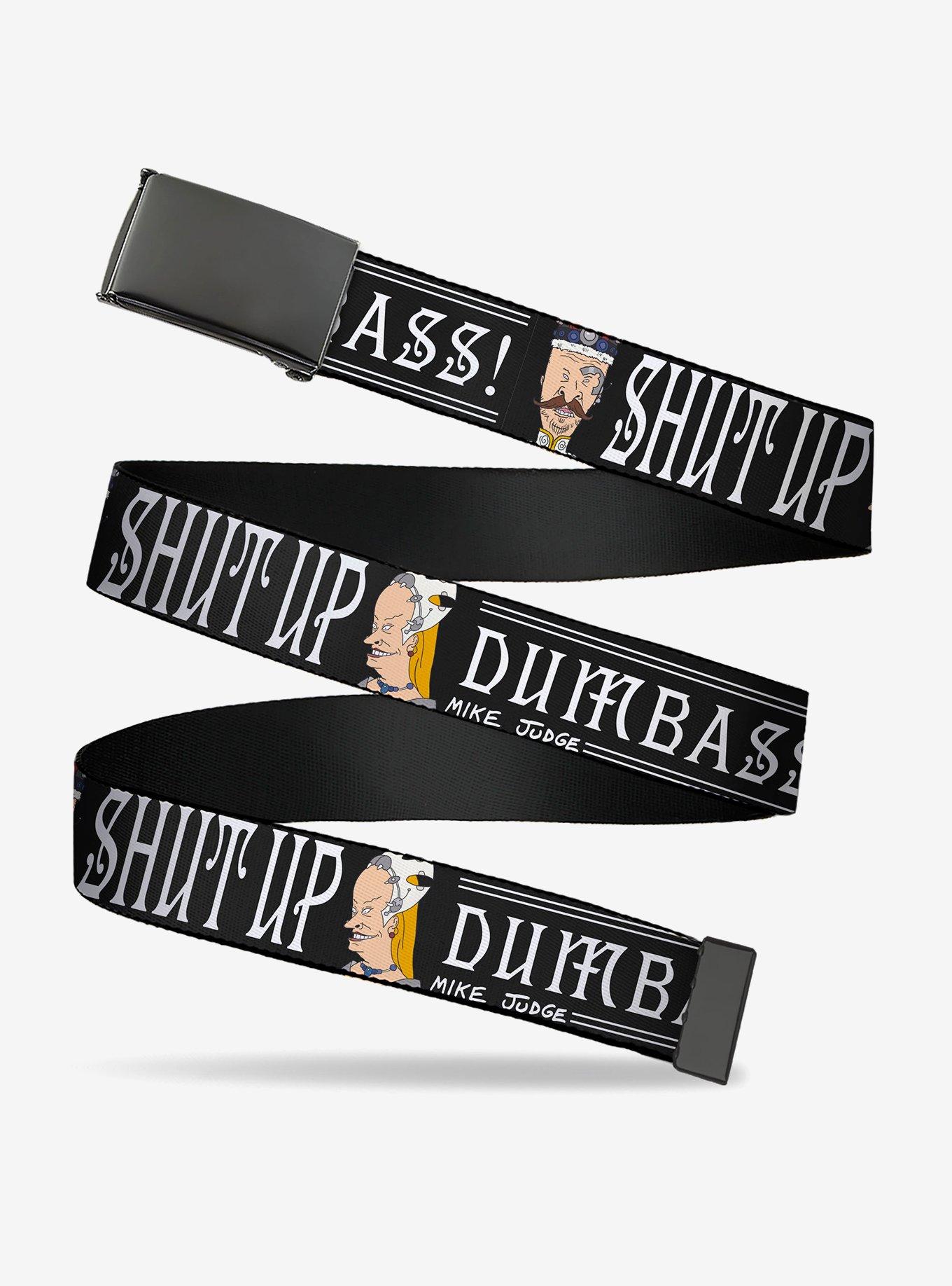 Beavis and Butt Head Empress and King Shut Up Dumb Ass Pose Clamp Buckle Belt, , hi-res