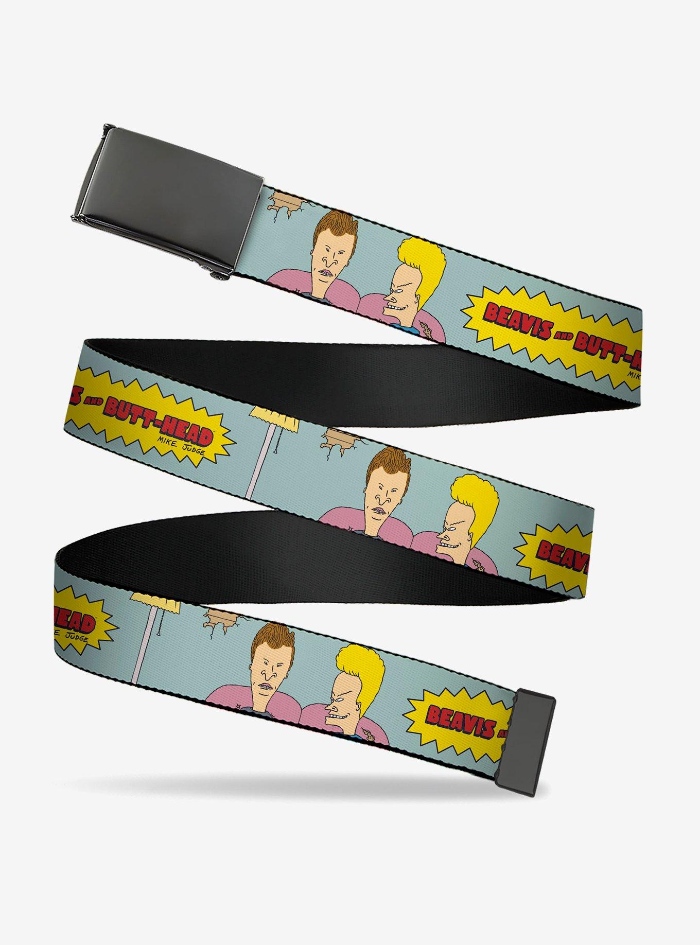 Beavis and Butt Head Couch Pose and Logo Clamp Buckle Belt