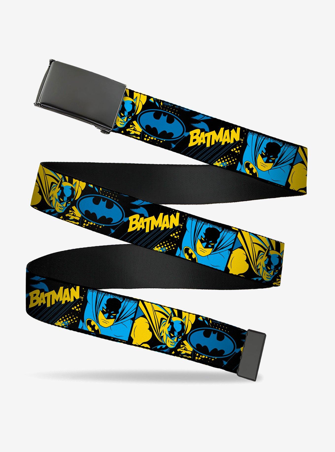 DC Comics Batman Poses and Logo Collage Clamp Buckle Belt, , hi-res