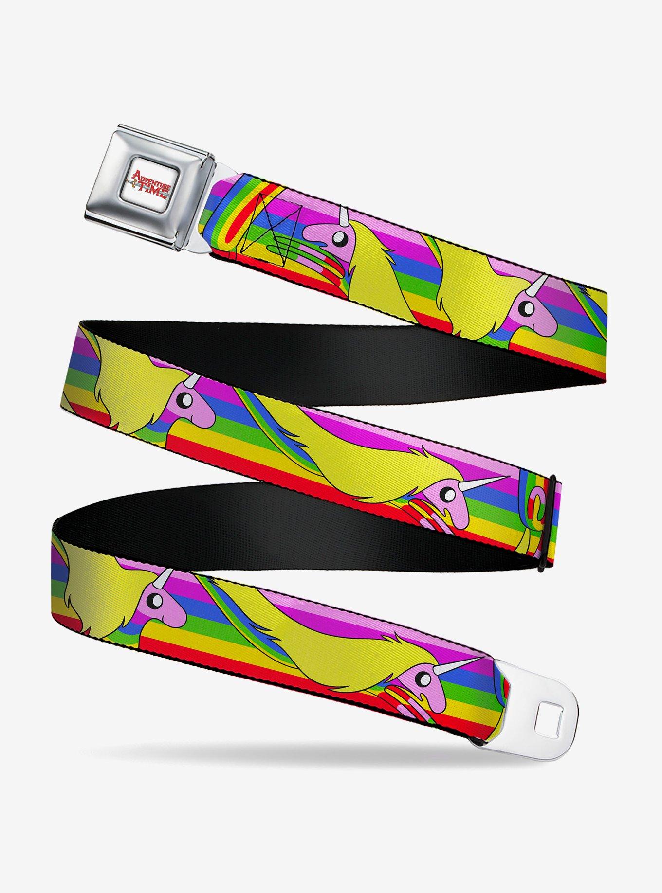 Adventure Time Lady Rainicorn Poses Stripe Rainbow Seatbelt Buckle Belt, , hi-res