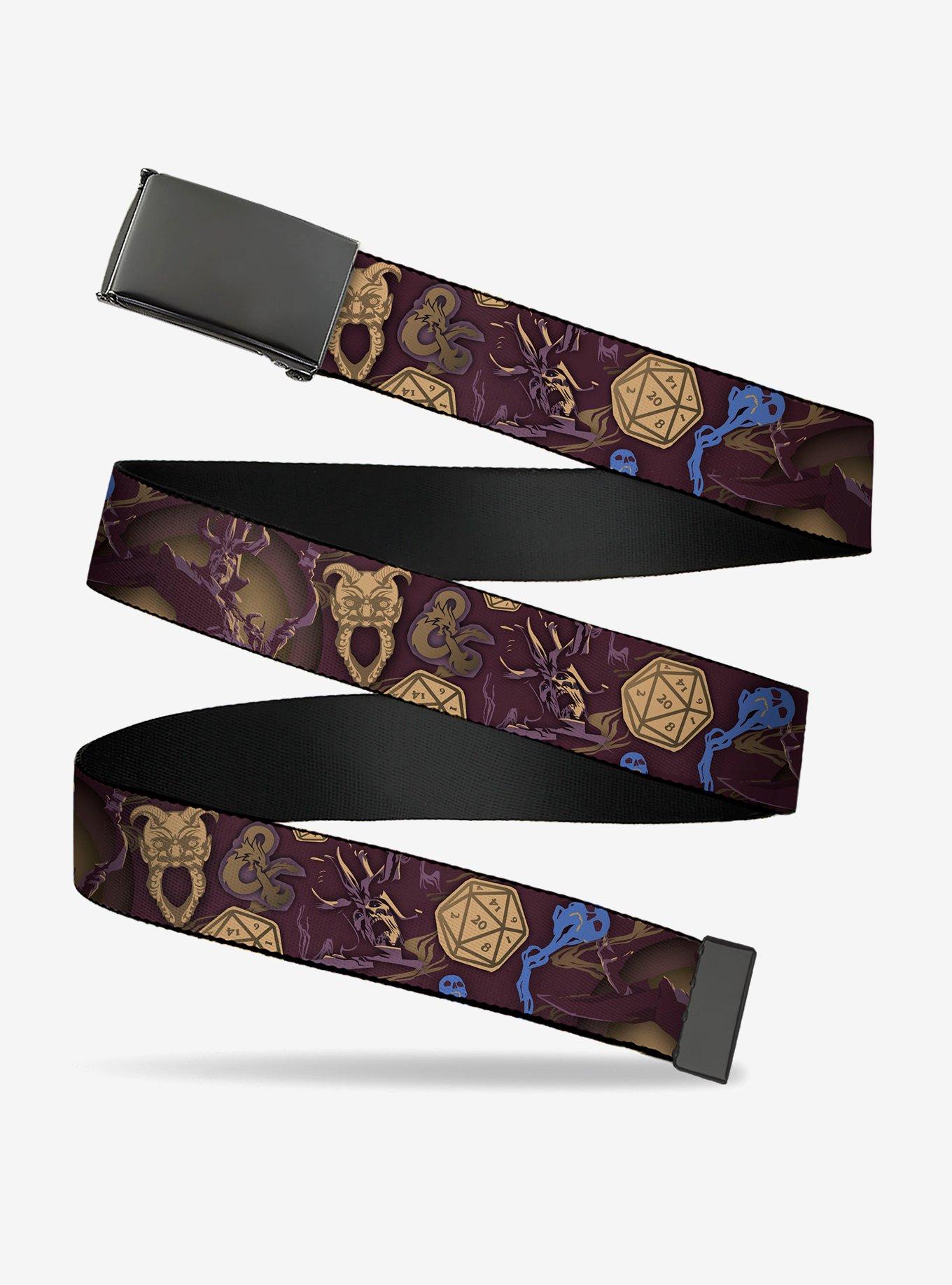 Dungeons & Dragons Dice & Icons Collage Clamp Buckle Belt