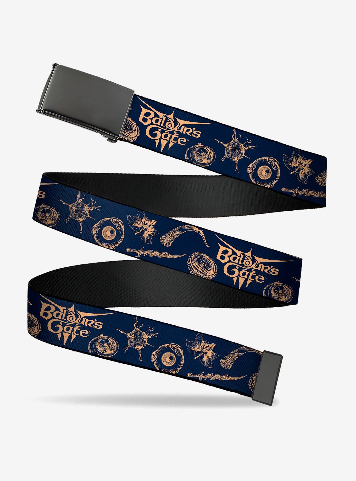 Baldur's Gate III Title Logo & Icons Clamp Buckle Belt