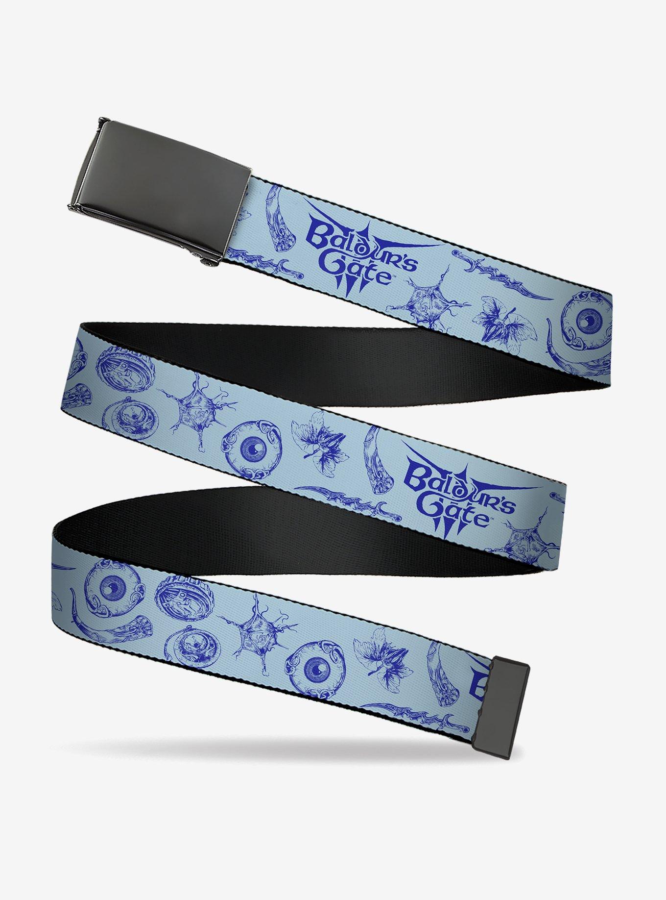 Baldur's Gate III Title Logo & Icons Blues Clamp Buckle Belt